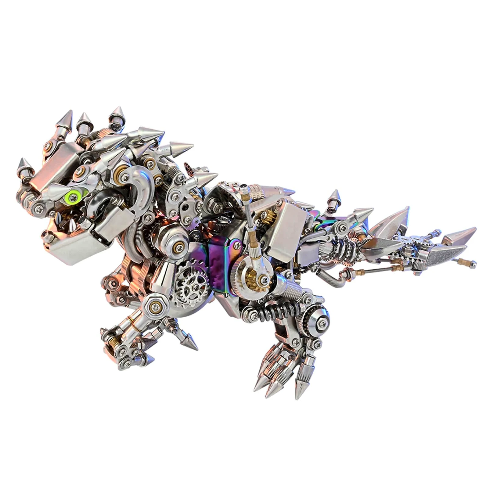 Kit di puzzle 3D in metallo dinosauro - Modello Steampunk T-Rex con ali e opzioni Gat-ling - Set di montaggio fai da te in acciaio inossidabile - Perfetto per adulti, appassionati di artigianato e