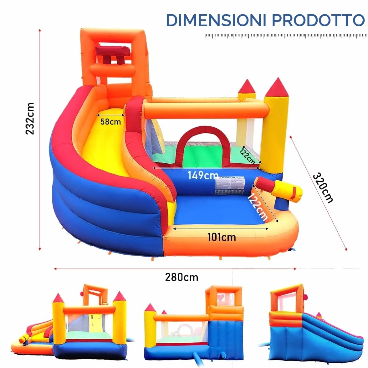 Ballsea Castello gonfiabile con soffiatore, per bambini da 3 a 10 anni, Castello gonfiabile per bambini per uso interno ed esterno