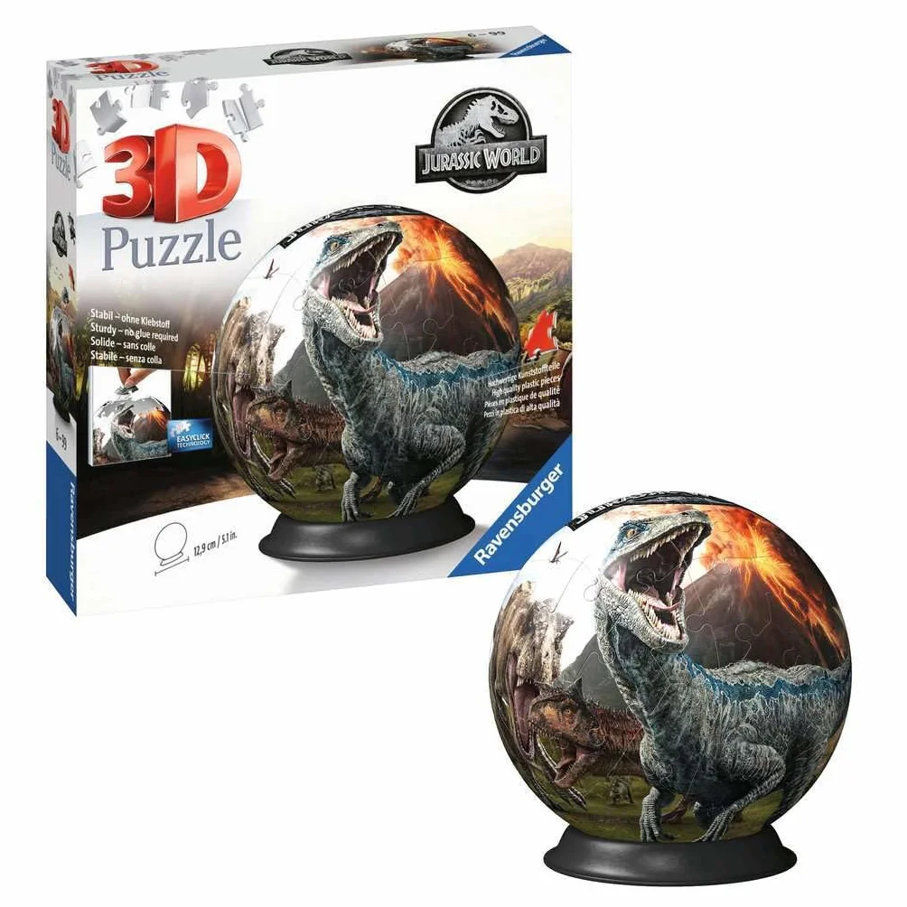 Ravensburger - Puzzle 3d Jurassic World 72 pezzi, Puzzle 3d bambini 6 anni o più, Giochi bambini 6 anni, Collezione Jurassic World, Giochi divertenti, Idee regalo