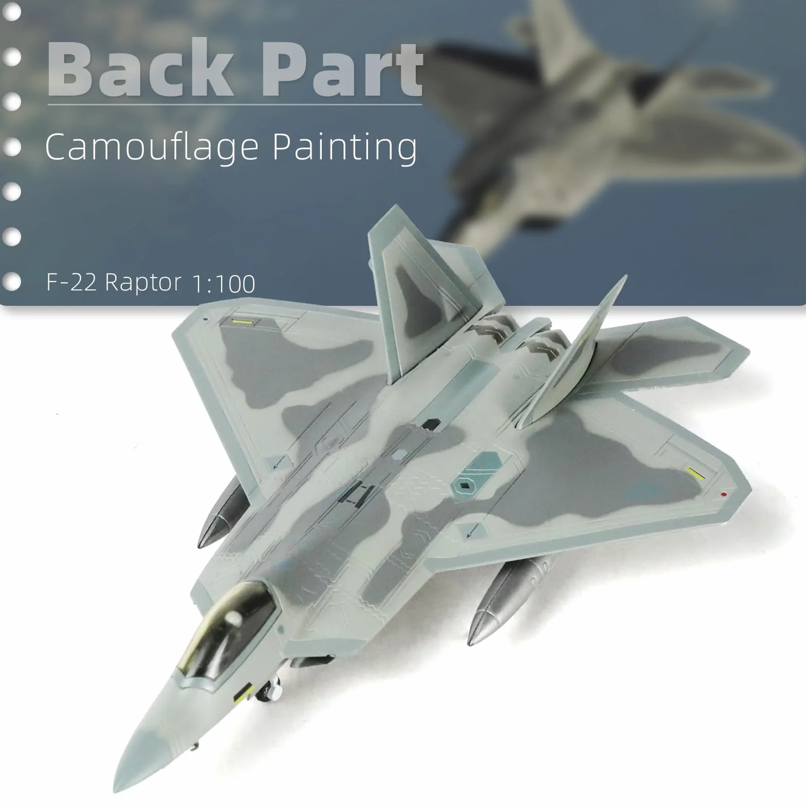 NUOTIE F22 Raptor 1:100 Modellino in metallo pressofuso Aereo da combattimento stealth con supporto