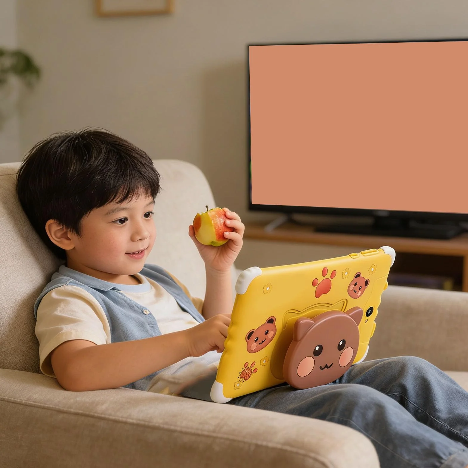 TARSHYRY Tablet per Bambini, Schermo HD 11 Pollici con Custodia Protettiva Robusta e Supporto, Memoria ROM Espandibile 128 GB per L'apprendimento dei Bambini, con Controllo Genitori e (YELLOW)