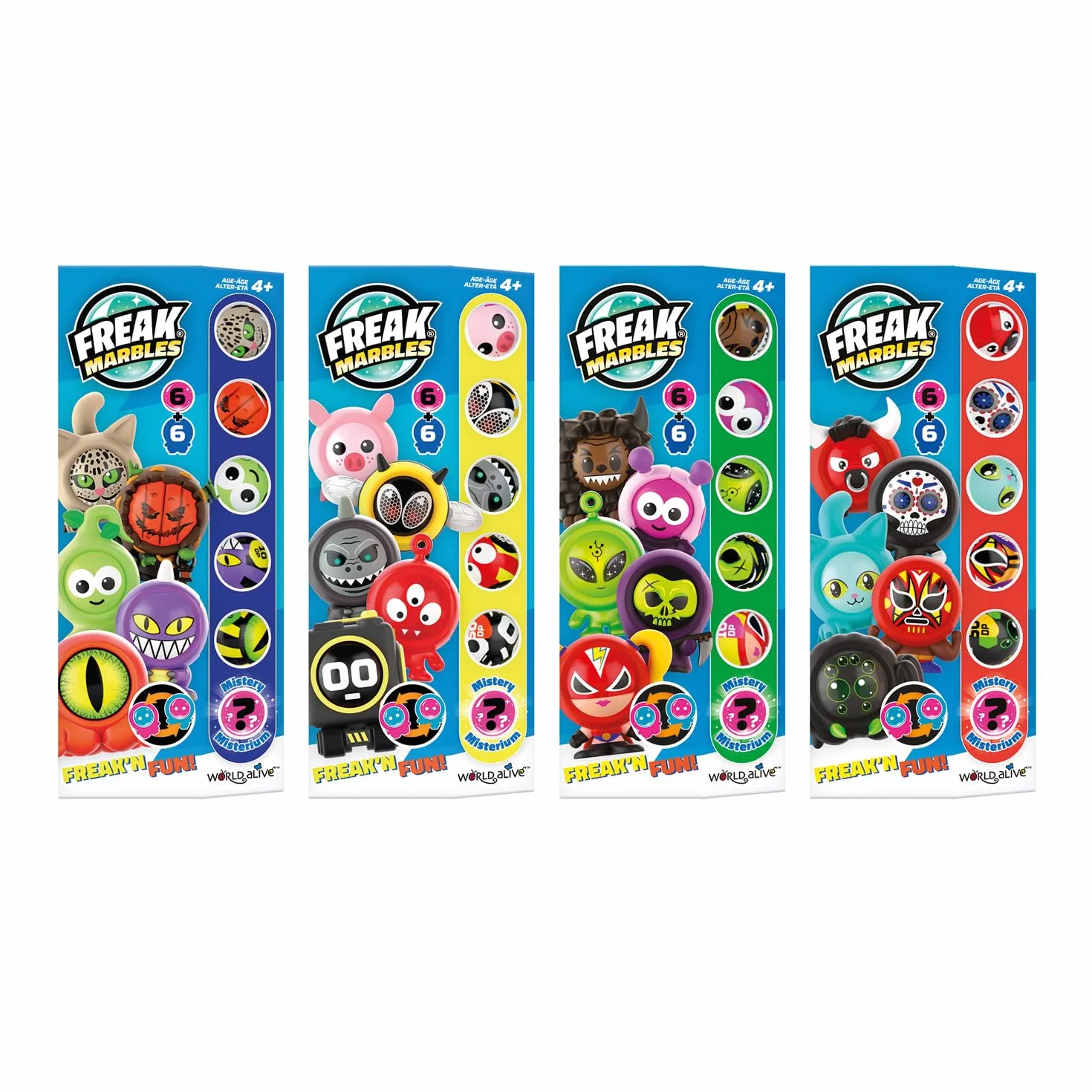 Freak Marbles Totem Pack C 6 biglie colorate con disegni abbinati 1 rara