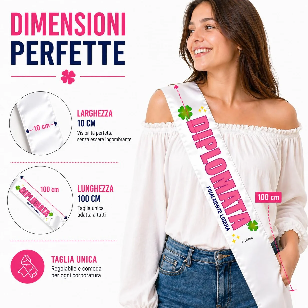 FASCIA DIPLOMATA – Finalmente Libera – Fascia Divertente per Festa di Diploma – Gadget Ironico per Diplomata – Regalo Originale Donna