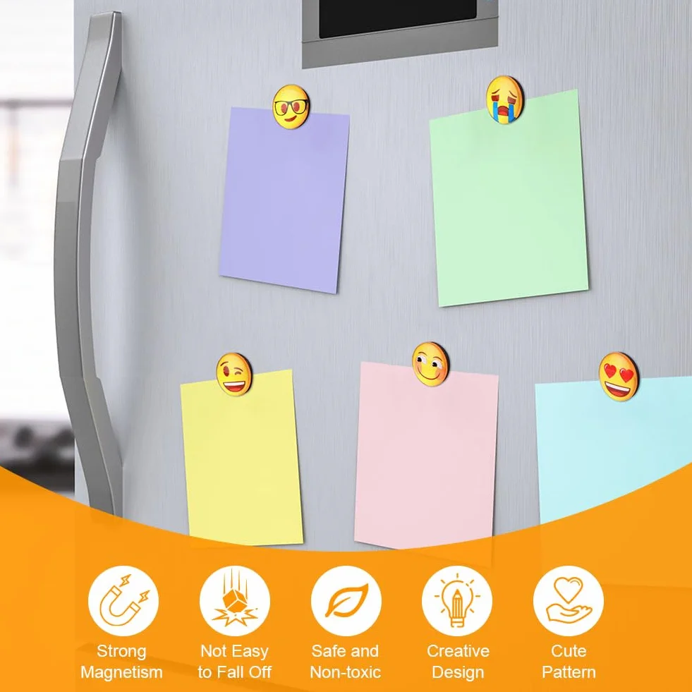 AUAUY 30Pz Emoji Magnet, Calamite Frigo Armadietto, Frigorifero Simpatici Divertenti Cucina Armadi Scuola Aula Lavagna Ufficio Cubicolo Lavagna Magnetica Decorativi Regali per Adulti Bambini