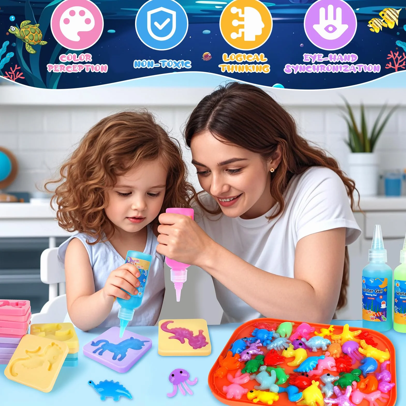 Dreamon Magic Water Gel Toy Kit 3D Aqua Gelz Set 22 Colori 16 Forme Giocattolo Creativo Bambini 3+