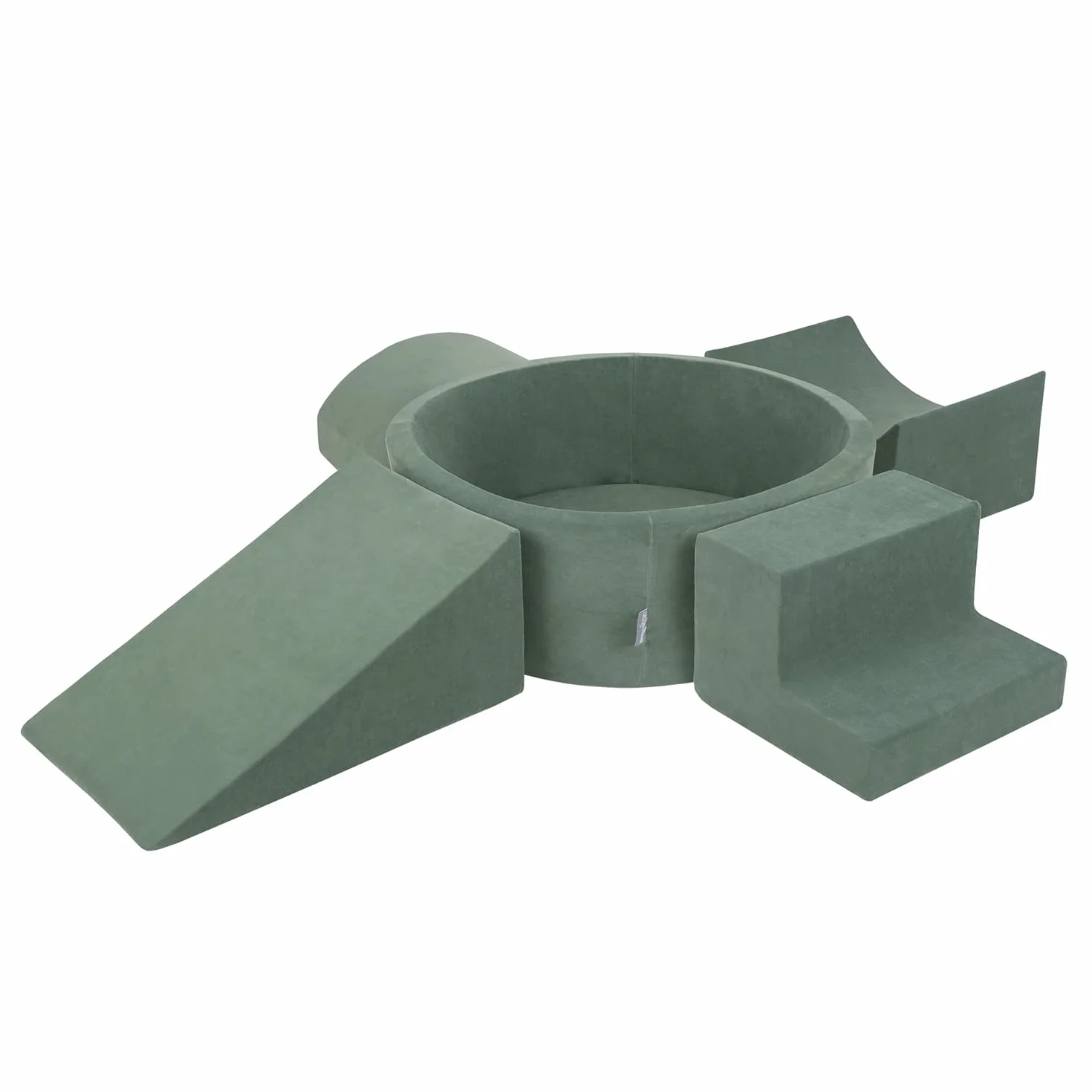 KiddyMoon Area di Gioco in Schiuma con Tondo Piscina di Palline per Bambini Piscina (300 Palline) + Version 5, Verde del Bosco: Turchese Scuro/Beige Pastello/Verde Grigio/Salmone