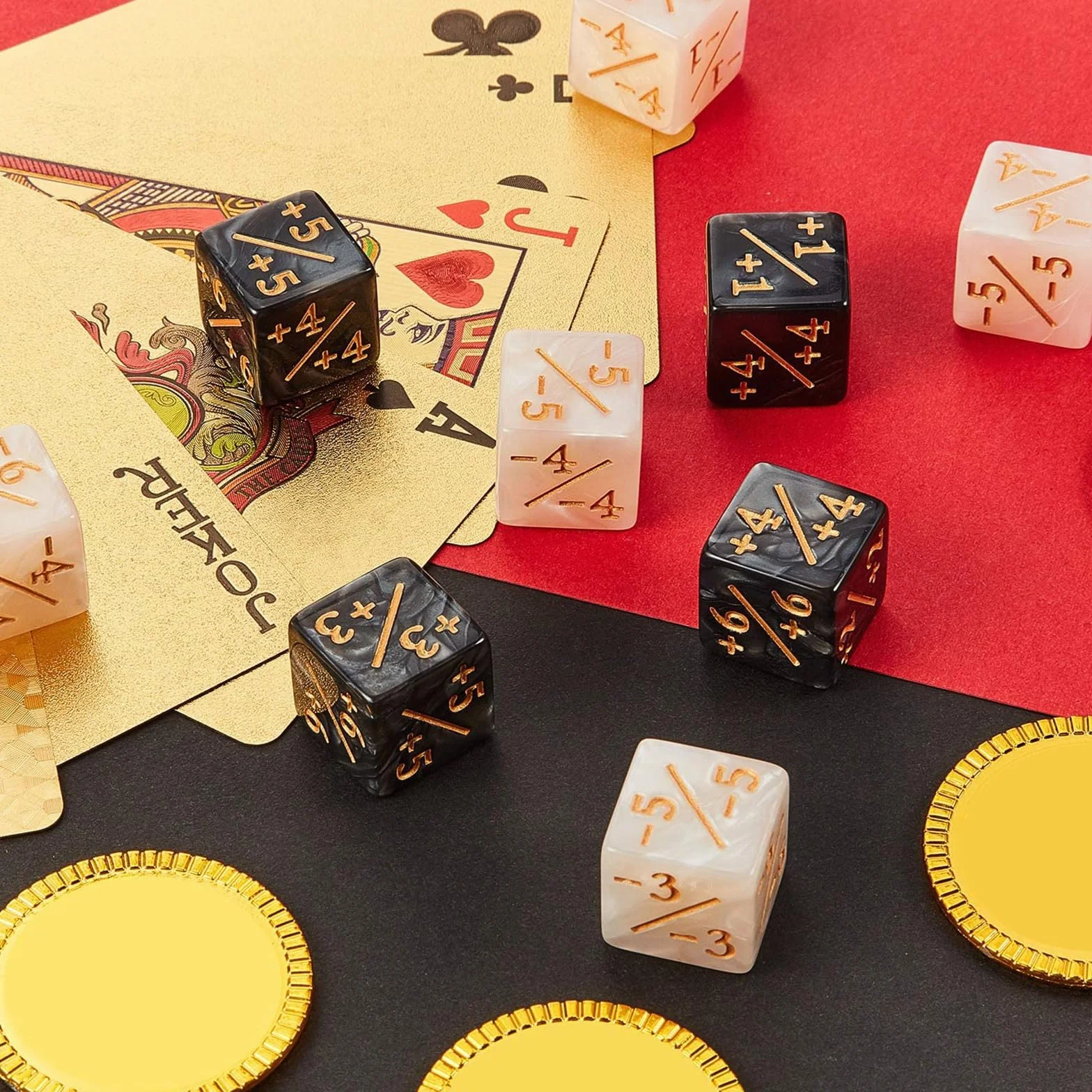 Wekuw 24 Pezzi Contatori di da Gioco, Dadi 6 Facce, Dadi fedeltà Token D6 Cubo con Borse, Compatibile con MTG, CCG, Accessorio per Giochi di Carte (2 Colori)