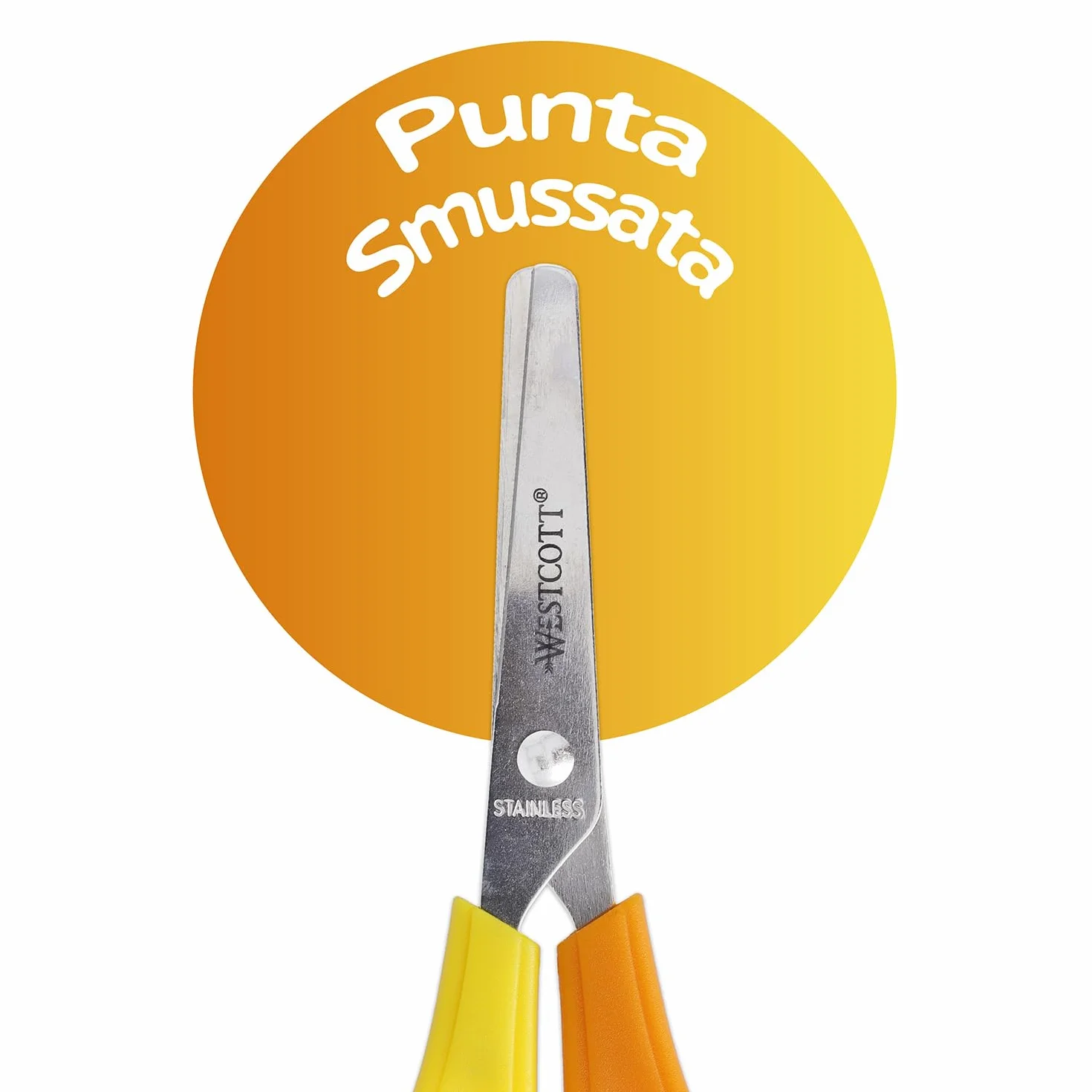 Westcott Forbici per bambini giallo per mancini | Forbici con scala integrata da 5 cm | Forbici da bricolage da 13 cm (5") ideali per le mani dei bambini | Punta arrotondata | E-21593 00