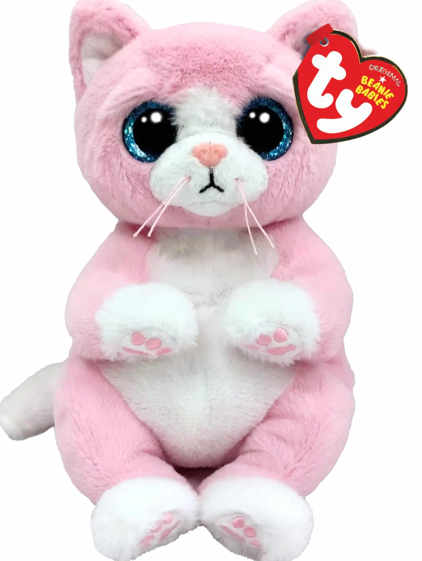 TY Beanie Bellies Lillibelle la Gattina Rosa con gli Occhioni Azzurri Glitter, i Coccolosi Animaletti di Peluche con il Pancino Morbido Originali Ty 20 Cm T41283