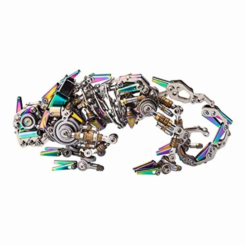 Puzzle in metallo 3D modello camaleonte, modello lucertola meccanica,puzzle in metallo steampunk per adulti