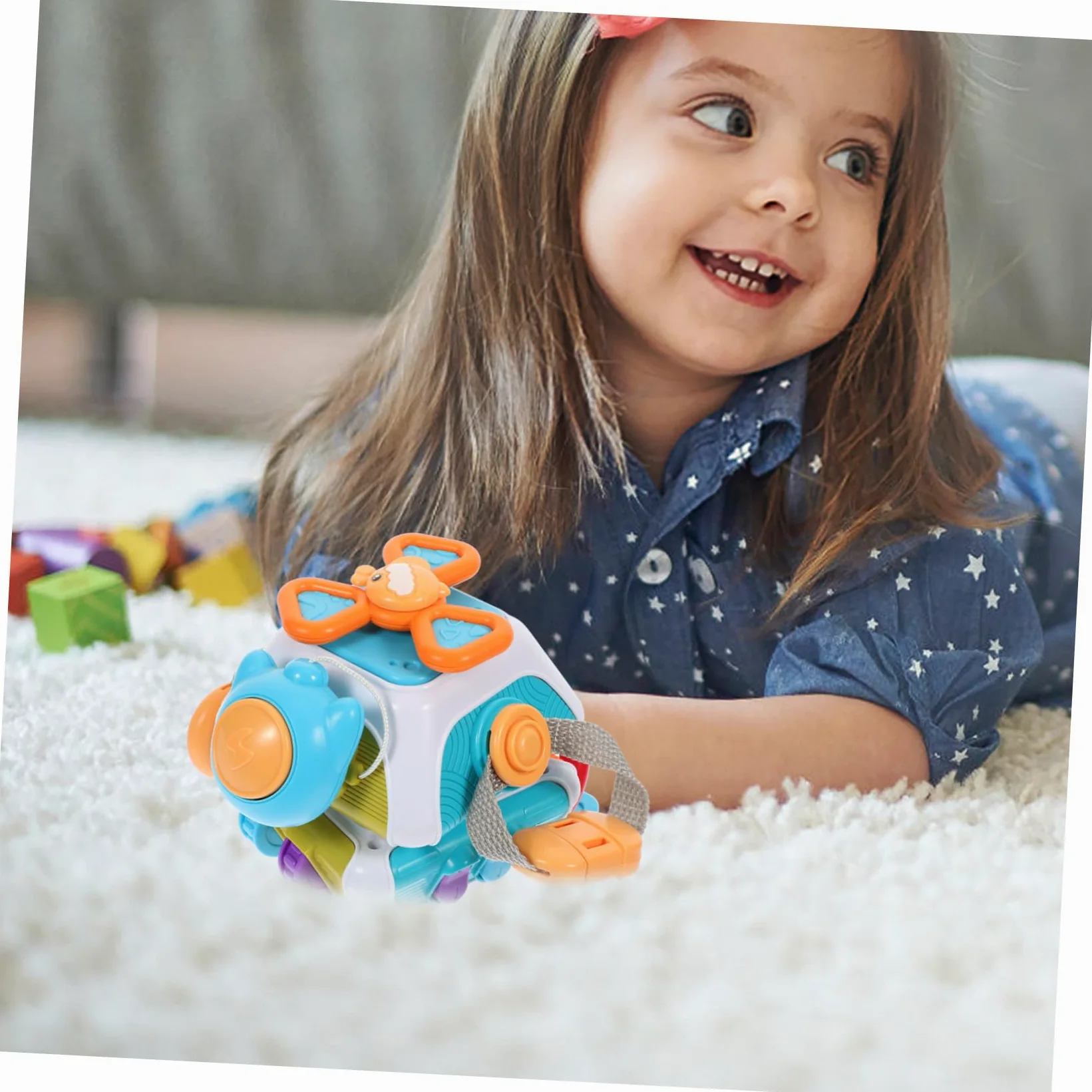 Busy Cube Giocattolo Sensoriale Montessori in Plastica per Ragazzo Ragazza | Leggero, senza Angoli Rigidi, per Viaggi e Uso Scolastico, Stimola la Manualità Fine