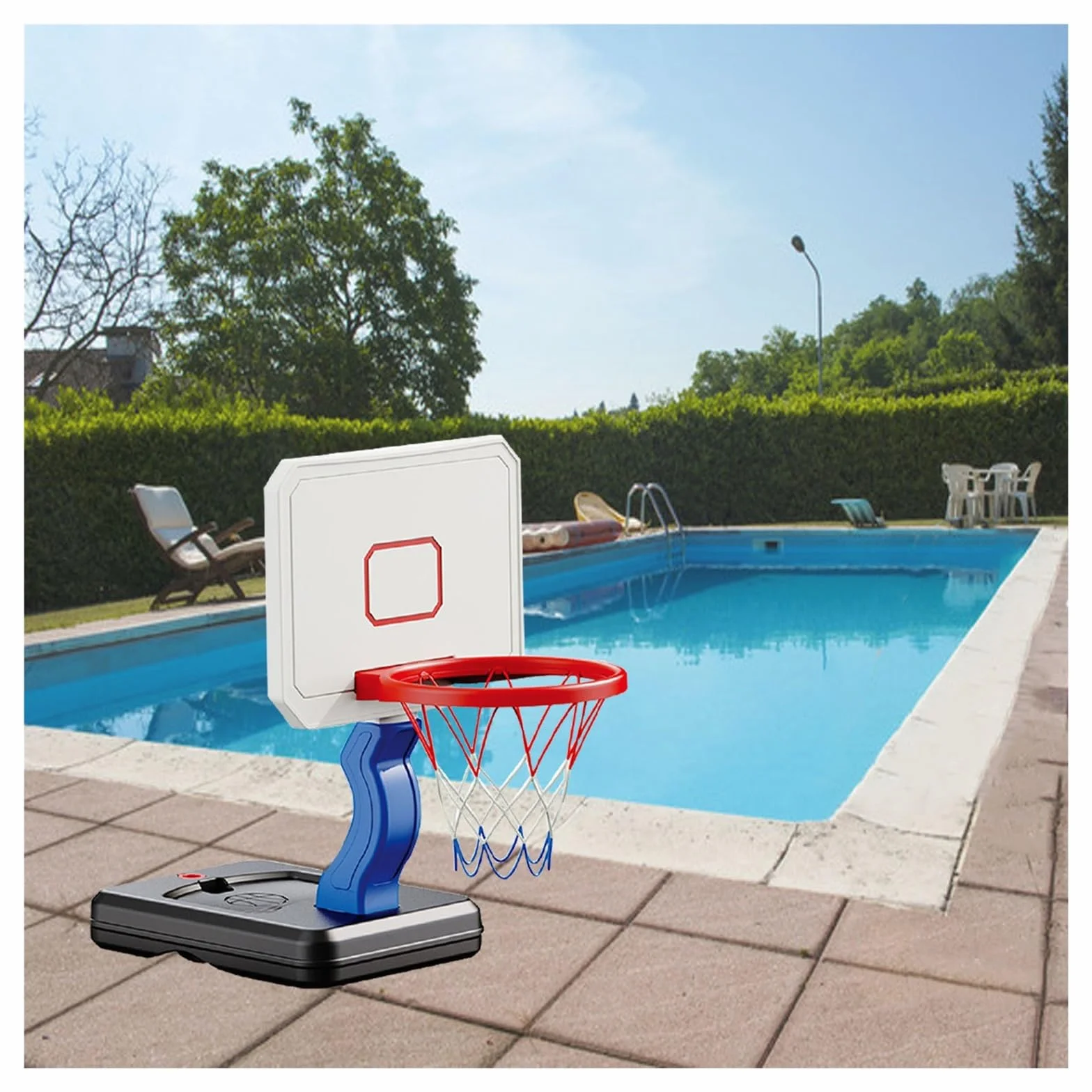 Canestro da piscina Robusto E Durevole Set Da Basket Per Piscina Regolabile In Altezza, Canestro Da Piscina Assemblato Con Base Robusta Per Il Divertimento Estivo Di Bambini/ Adolescenti E Adulti