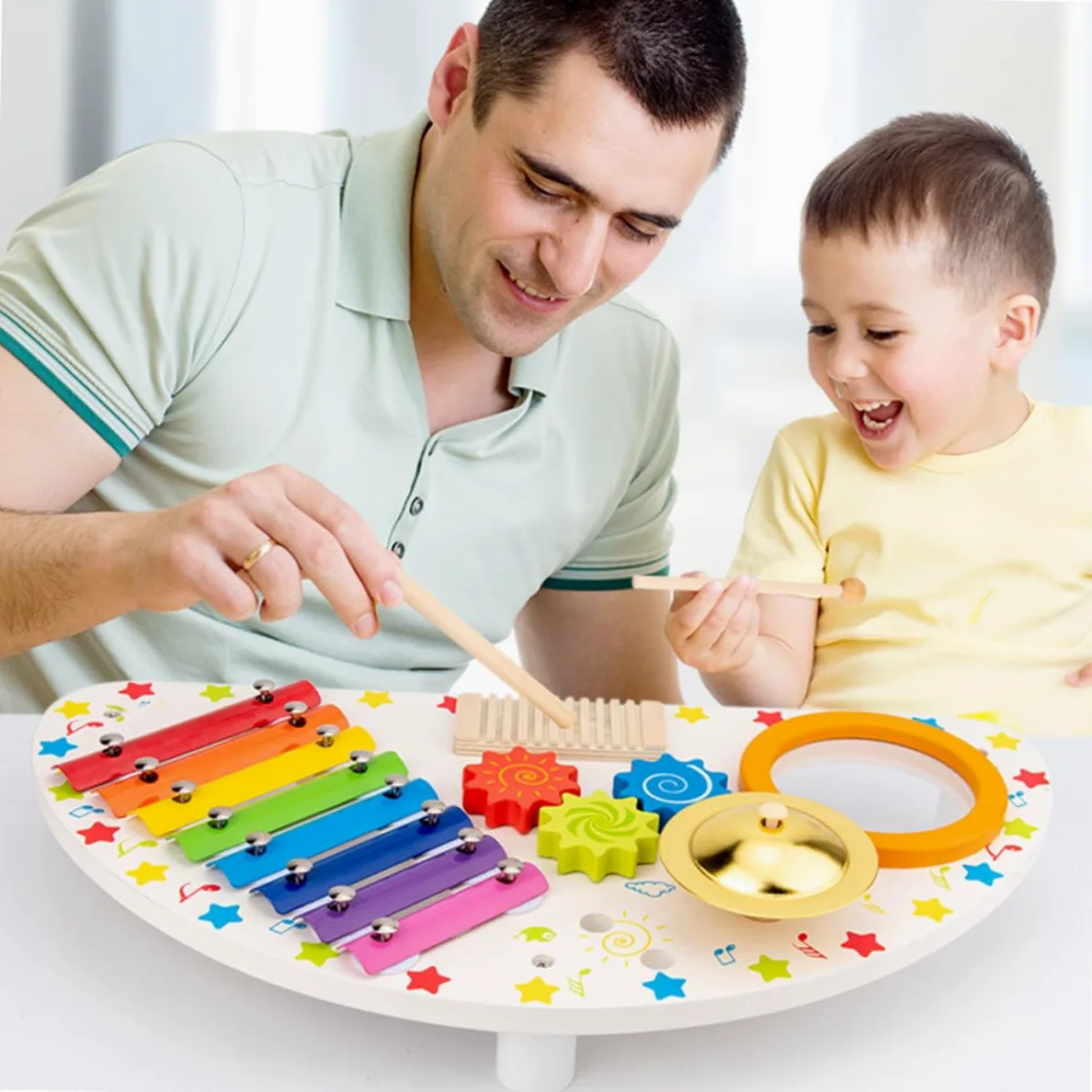 HANABASS Percussioni in Legno per Ragazzo Ragazza Strumento Musicale Xylophone Gioco Educativo per Sviluppo Ritmo e Socialità