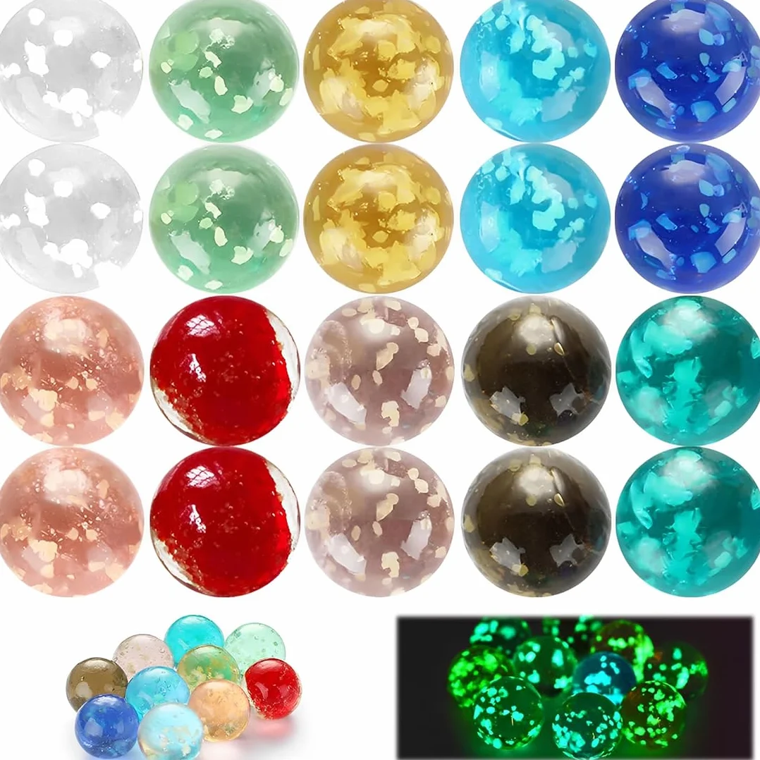 Biglie di Vetro Colorate 16 mm Fosforescenti Illuminano al Buio per Decorazioni Casa Giochi