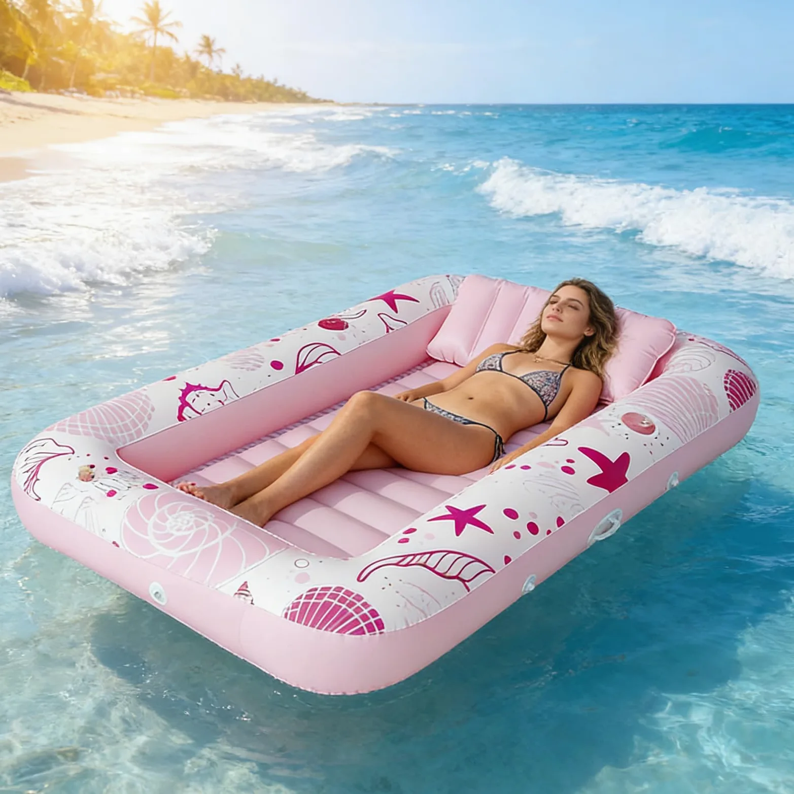 Lettino gonfiabile per piscina, comodo per prendere il sole, 185 x 115 x 25 cm, gonfiabile, per prendere il sole, design con valvola a doppio strato, per spiaggia e lago