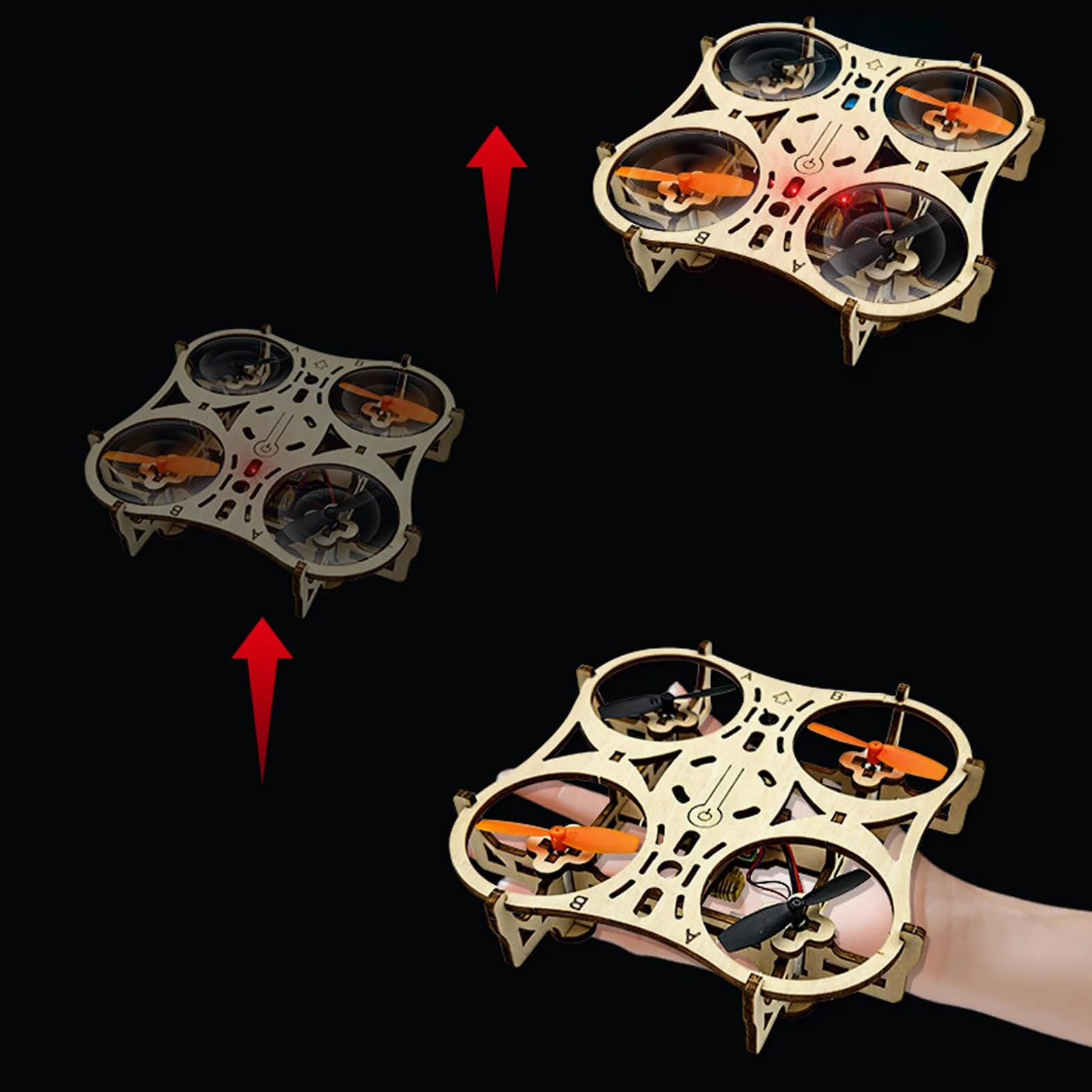 Asixxsix Kit drone in legno fai-da-te, quadricottero radiocomandato con decollo e atterraggio a un tasto e 3 livelli di velocità; come sussidio didattico per gare di aeromodellismo.