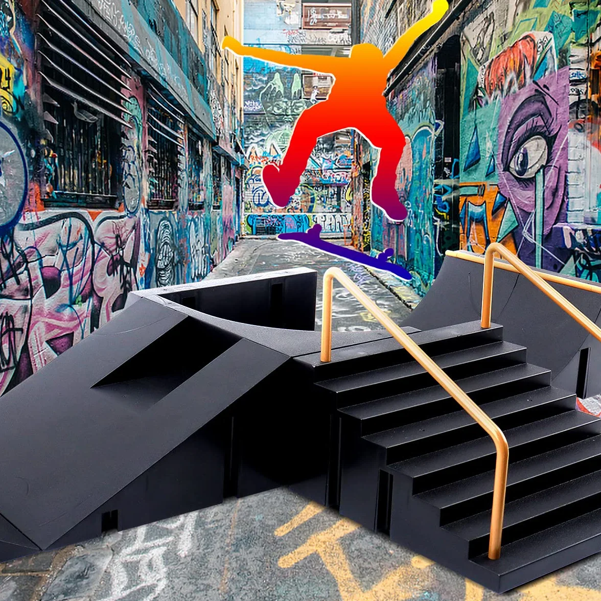 KETIEE Set di Rampe per Skateboard per Dita, Mini Kit per Skate Park con Mini Skateboard da Dita, Finger Skateboards Ramp Set Fingerboard Giocattolo per Bambini, Regalo di Compleanno