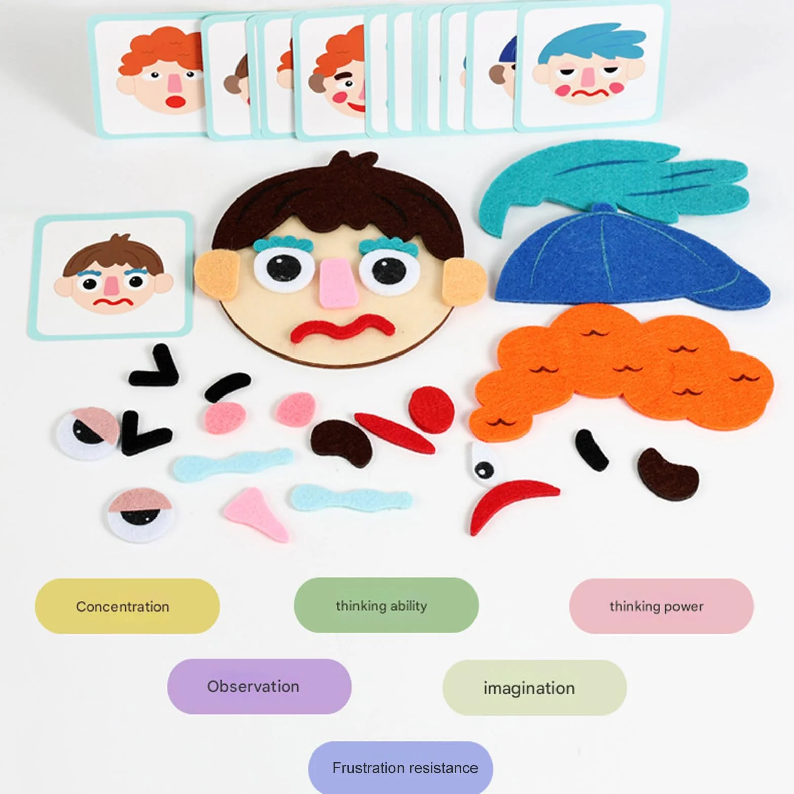 Morbido feltro emozione apprendimento gioco bambini faccia puzzle per lo sviluppo cognitivo e legame familiare emozione espressione giocattolo apprendimento