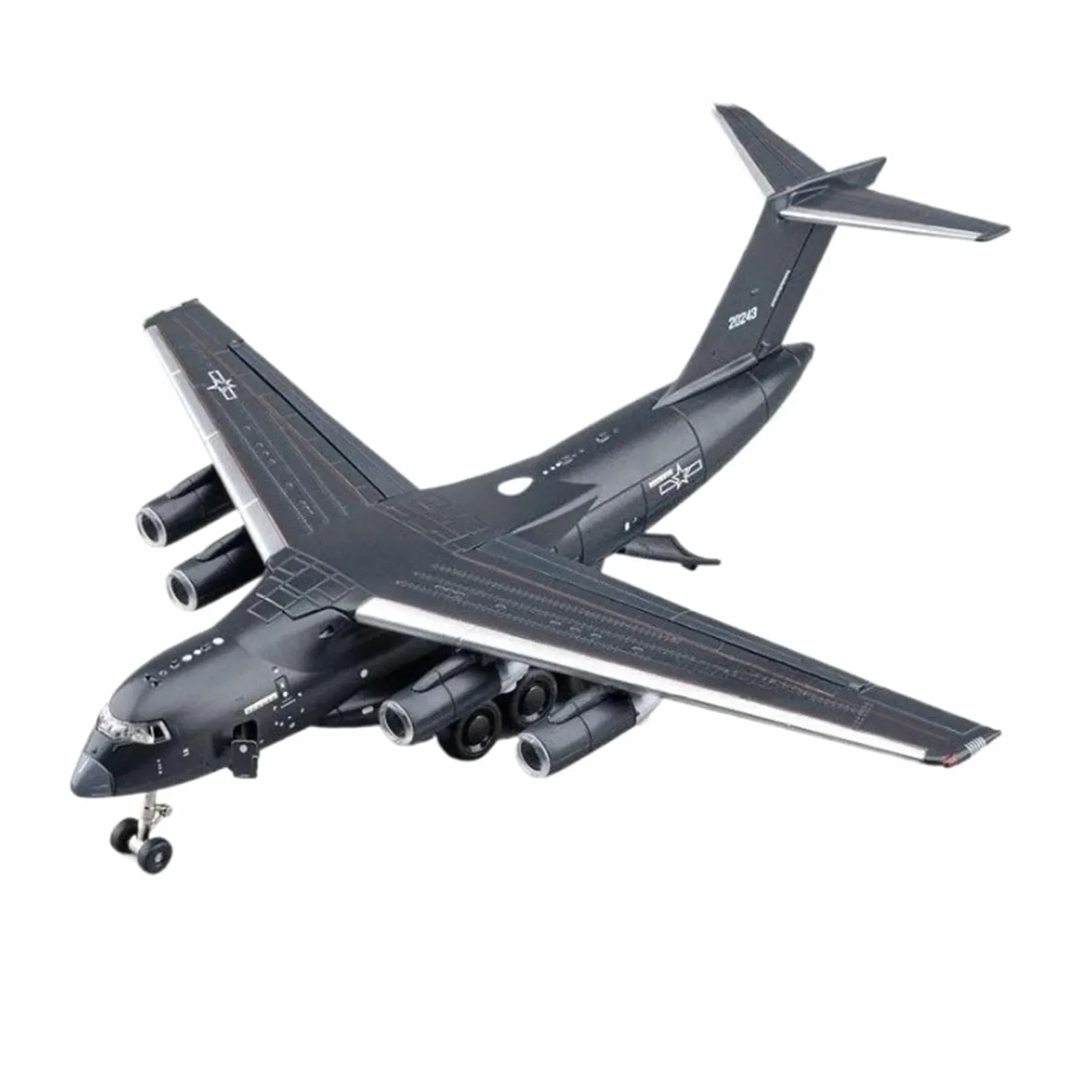Modello in Piccola Scala Aerei 1:180 per Y-20 Modello di Aereo da Trasporto Pressofuso in Lega Luce Sonora Porte Aperte Tirare Indietro Ornamento Kit di Costruzione di Modelli