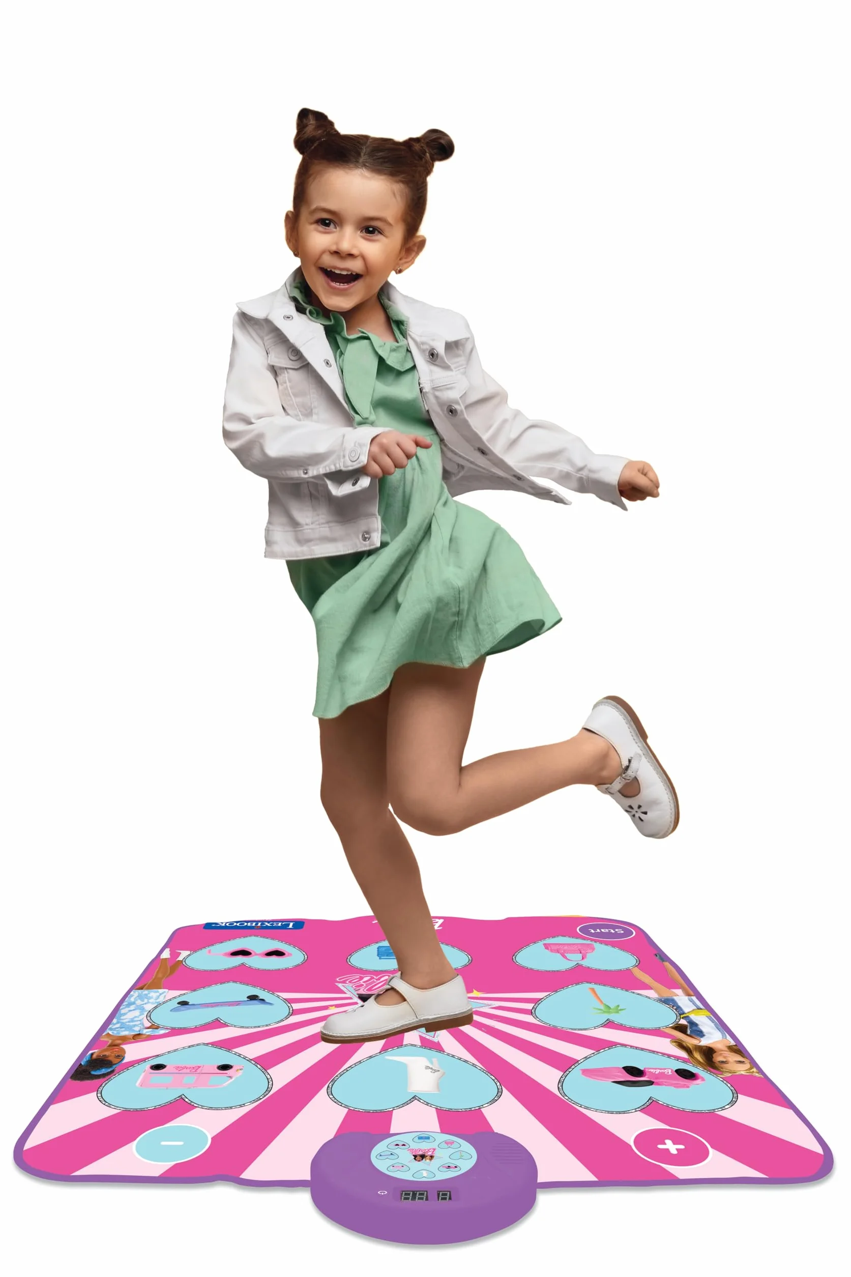 Lexibook, Mattel Barbie, Tappeto da Danza elettronico Barbie, Bluetooth e Luminoso con 6 modalità di Gioco, Rosa, DM10BBLXB