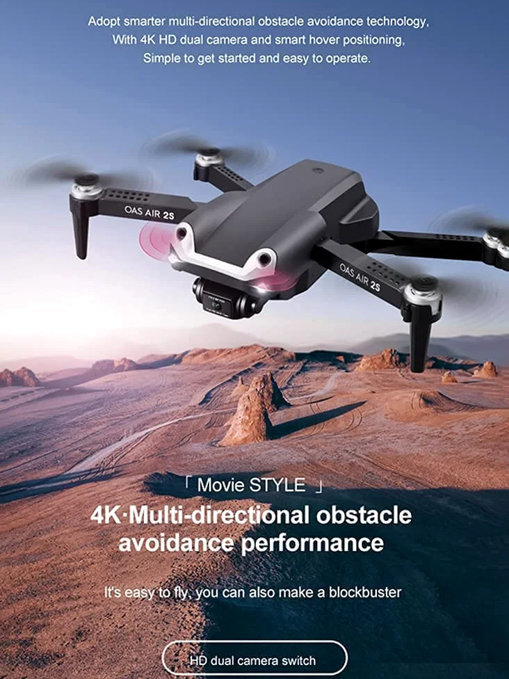 Drone con Fotocamera per Fotografia Aerea Evita Gli Ostacoli su Tre Lati Mini Professional RC Quadcopter Aircraft Toy Gift (Black Dual Lens) (White Single Lens) (Bianco Single Lens