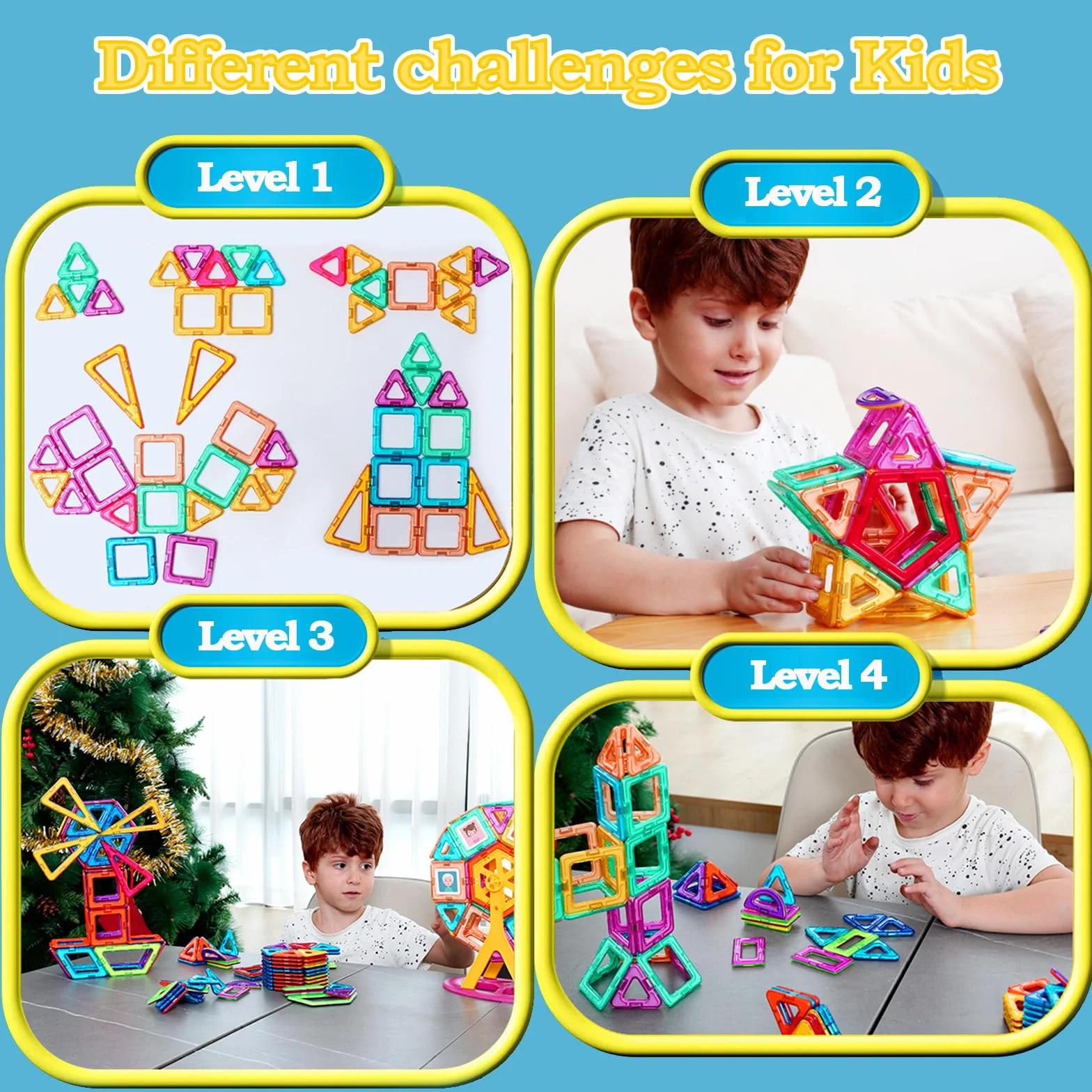 Costruzioni Magnetiche Bambini 68 Pezzi, Blocchi Magnetici STEM Montessori Giochi Educativi per Bambini dai 3 Anni