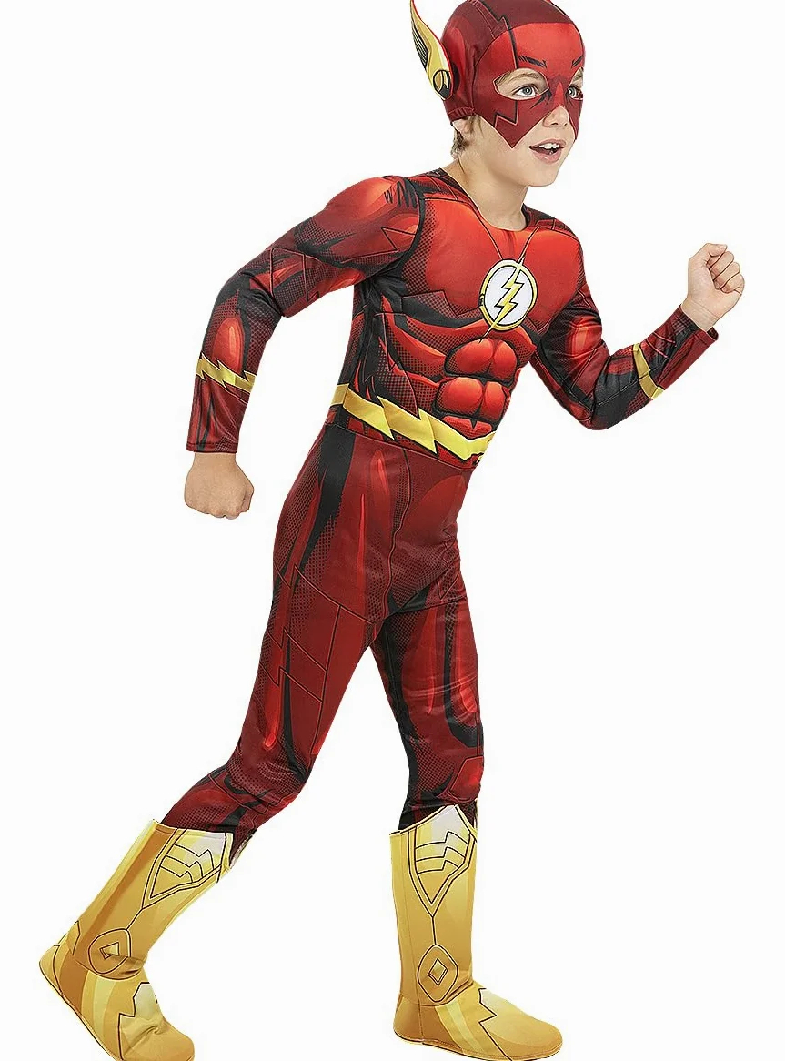 Funidelia | Costume Flash muscoloso - The Flash per bambino Supereroi, DC Comics, Justice League - Costume per Bambini e accessori per Feste, Carnevale e Halloween - Rosso