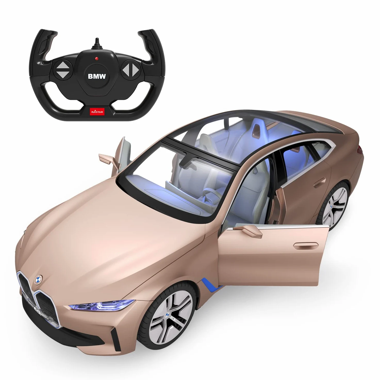 RASTAR BMW i4 Telecomandata, 1/14 Concept RC Auto Giocattolo Dorato, Modello Pressofuso per Bambini, Ragazzi e Adulti