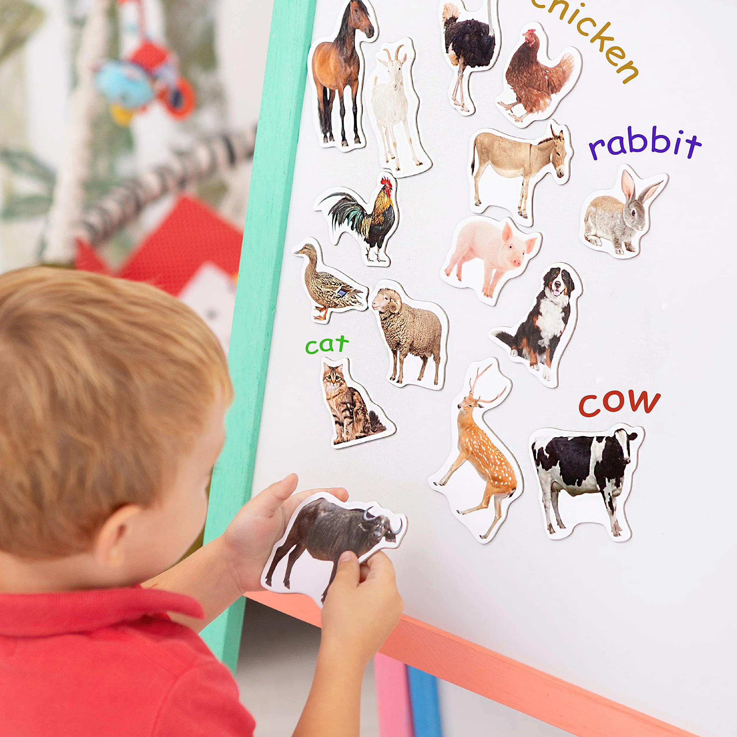 Magneti da Frigorifero per Bambini Grandi Magneti Fattoria 16 PCS Animali Realistici Gioco Montessori