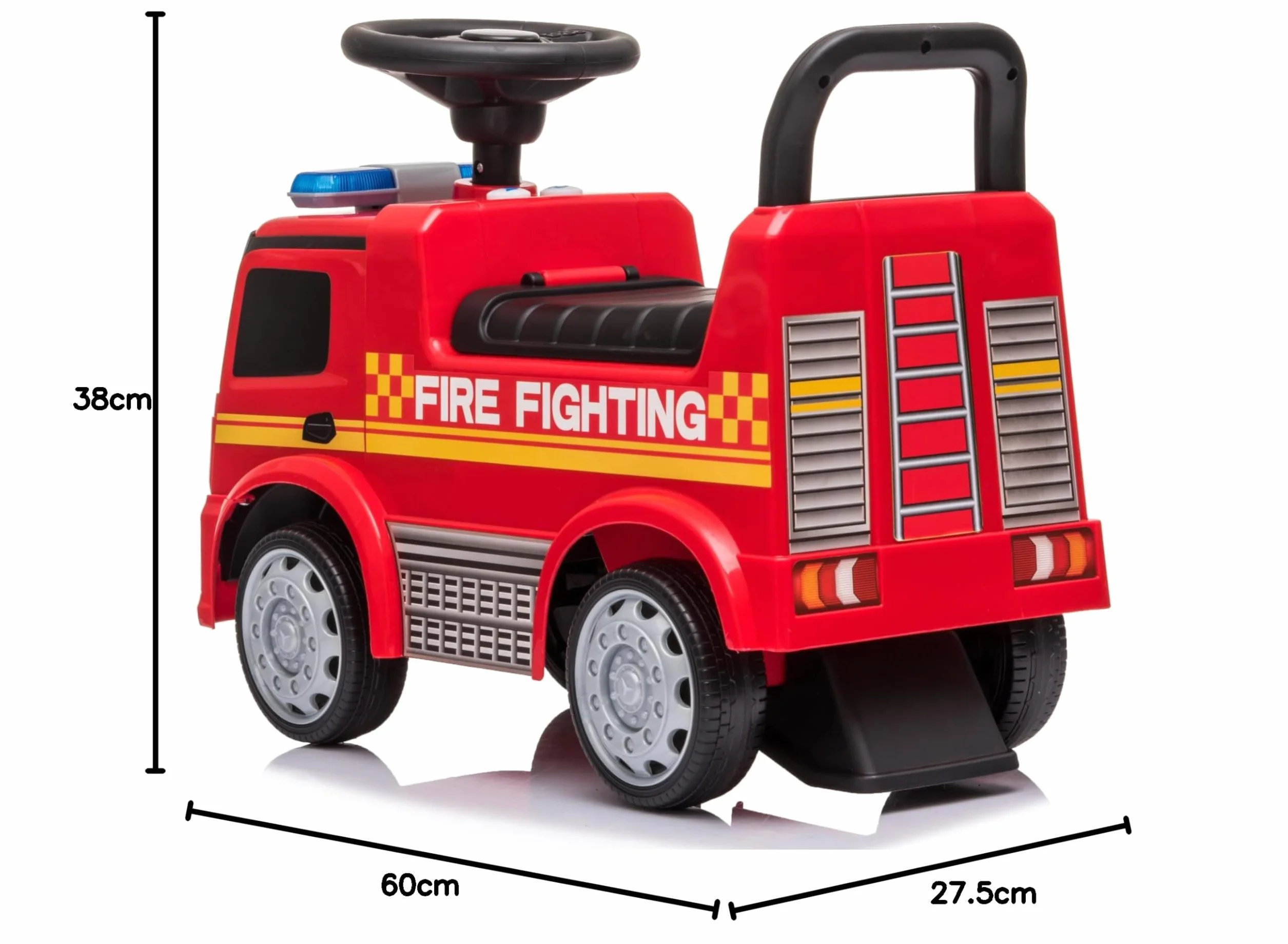 Camion Pompieri Cavalcabile Primi Passi Mercedes Antos per Bambini 1-3 Anni con Sirena e Clacson