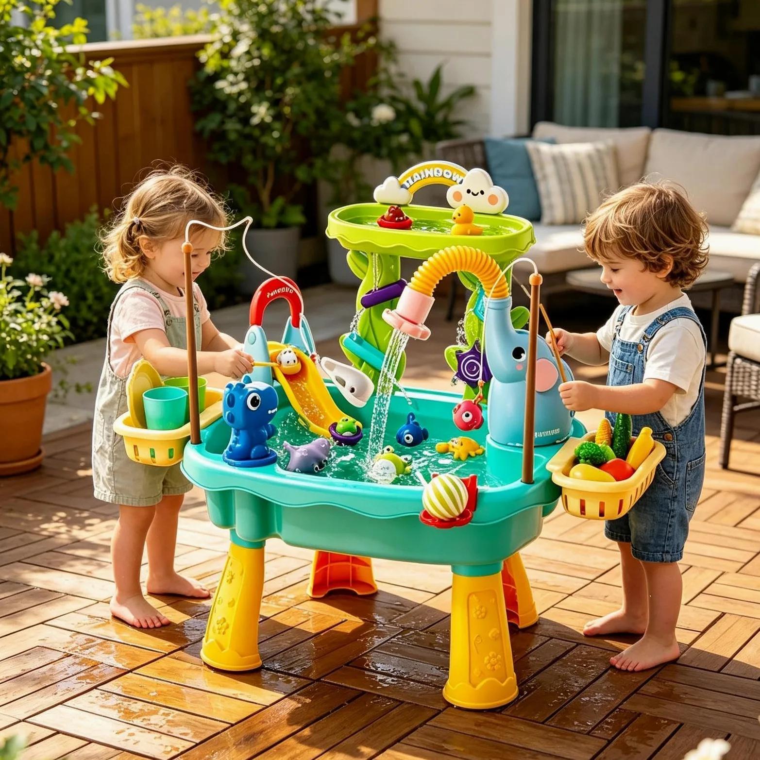 Tavolo Acqua Con Pompa Elettrica Giocattolo Di Pesca Con Pompa Elettrica | Pesca Per Ragazzi, Ragazze, Prescolari, Terrazza, Spiaggia, Campeggio, Presepe, Bagno, Angolo x,