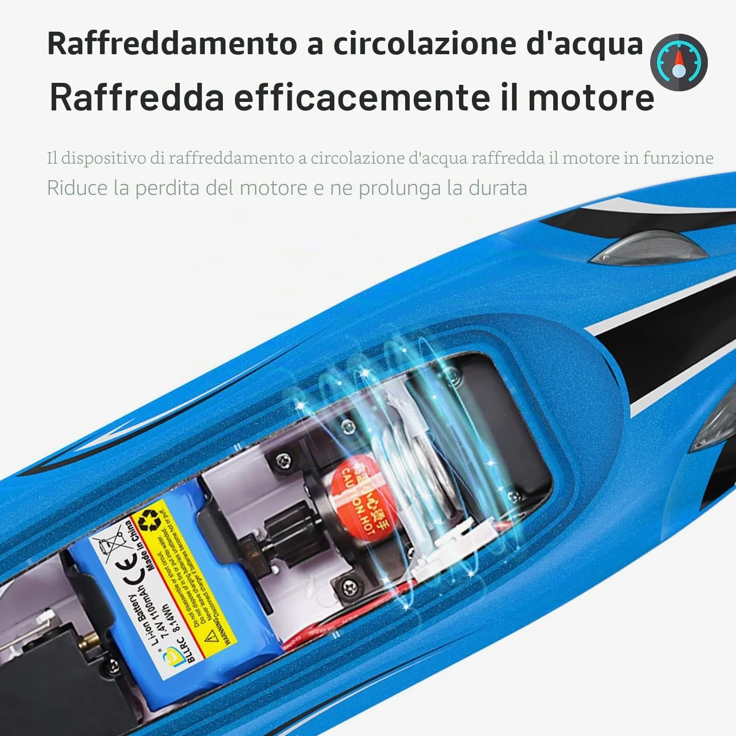 Motoscafo ad alta velocità Telecomando impermeabile Telecomando a bordo Modello di barca Giocattolo Modello di nave elettrica Yacht BLLRC L100 (Blu)