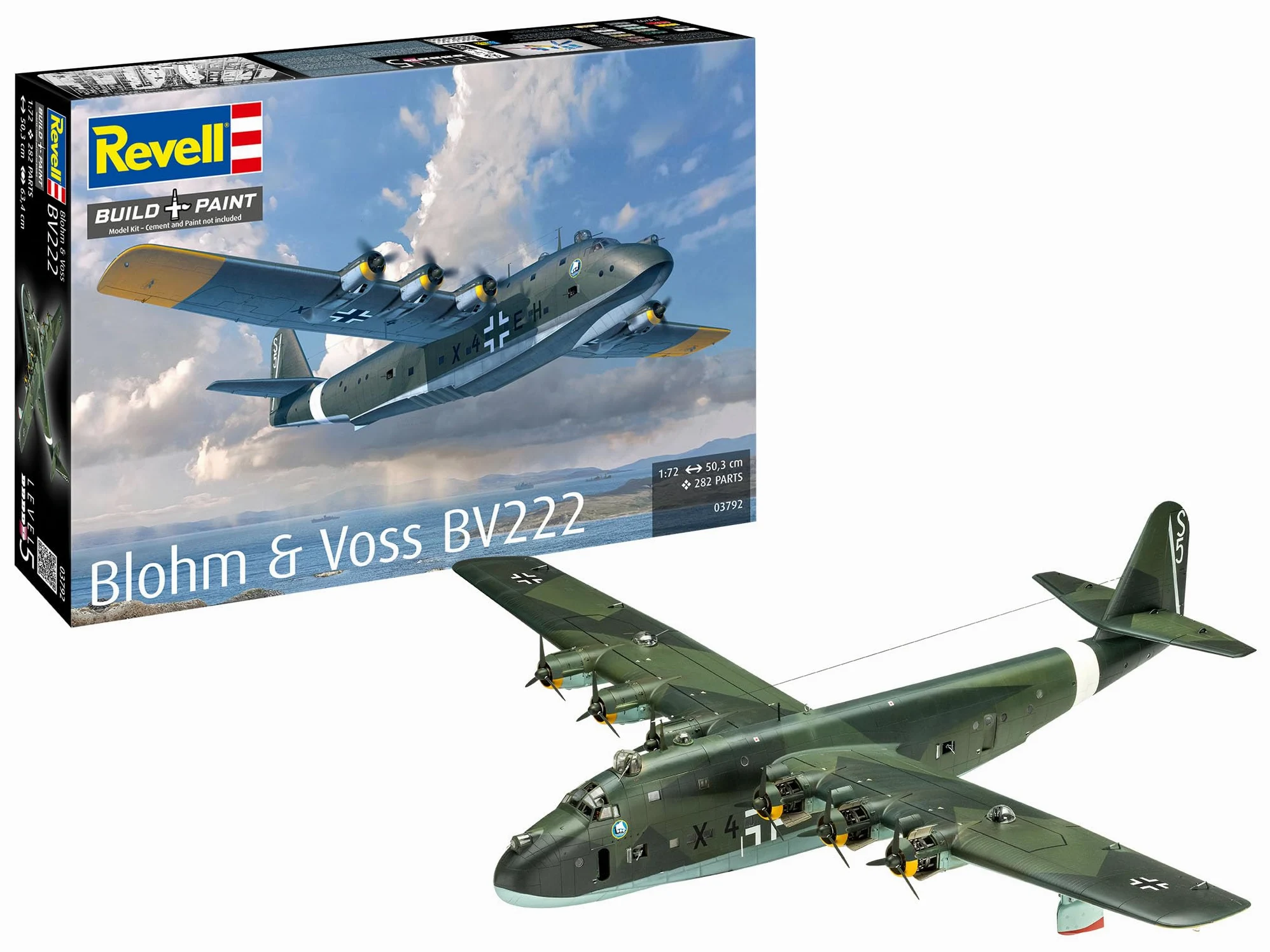 Revell 03792 Blohm & Voss BV222 - Kit modellino aeromobile in plastica non costruita/non verniciata, scala 1:72