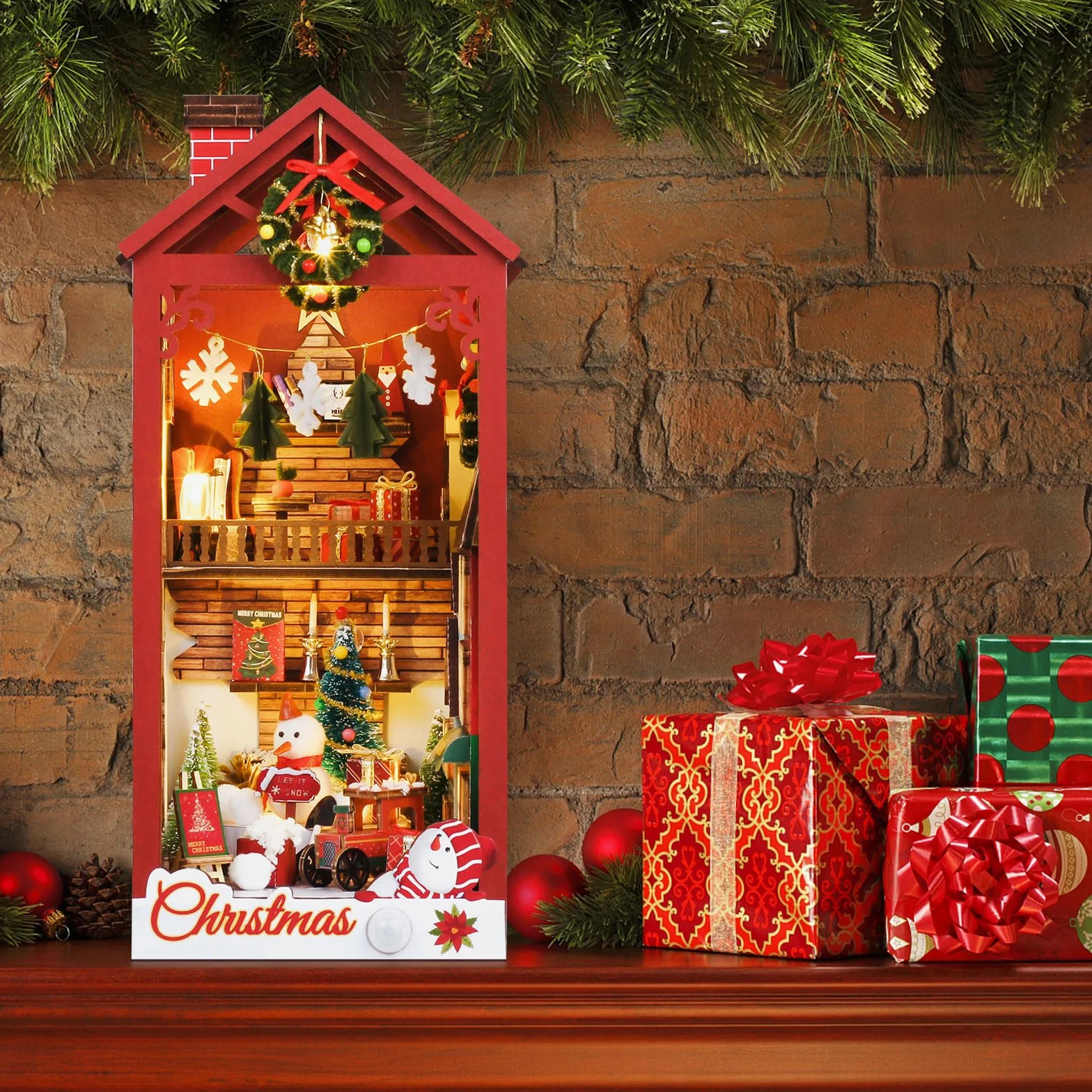 Cuteefun Miniatura per Casa delle Bambole DIY, Natale Fai da Te Book Nook Kit, Decorazione Inserto libreria, Regalo per Compleanni Halloween