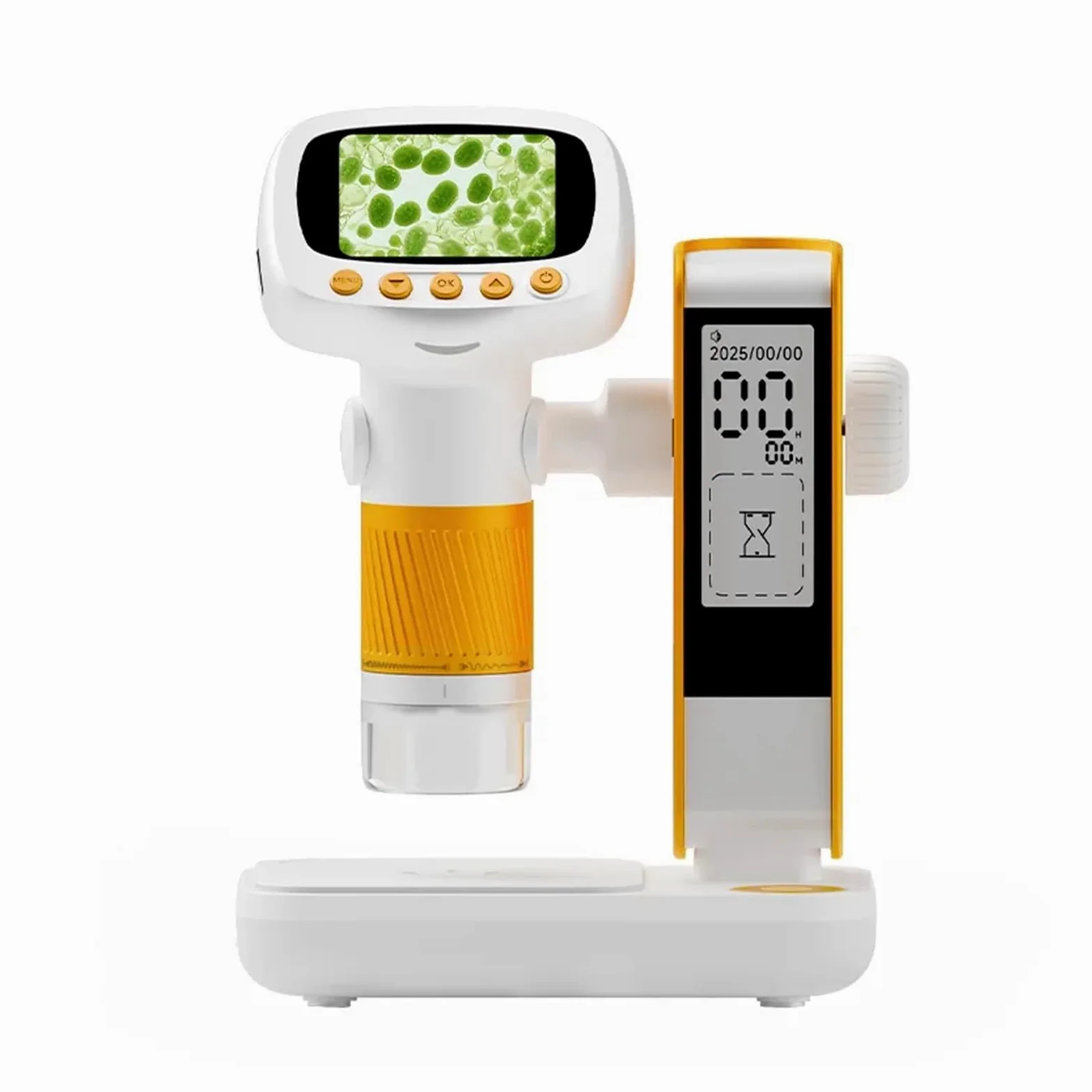 Microscopio e sveglia 2 in 1 for bambini - Giocattolo educativo STEM con luce, ingrandimento 1000X, Strumenti ampiamente utilizzati(Oranje)