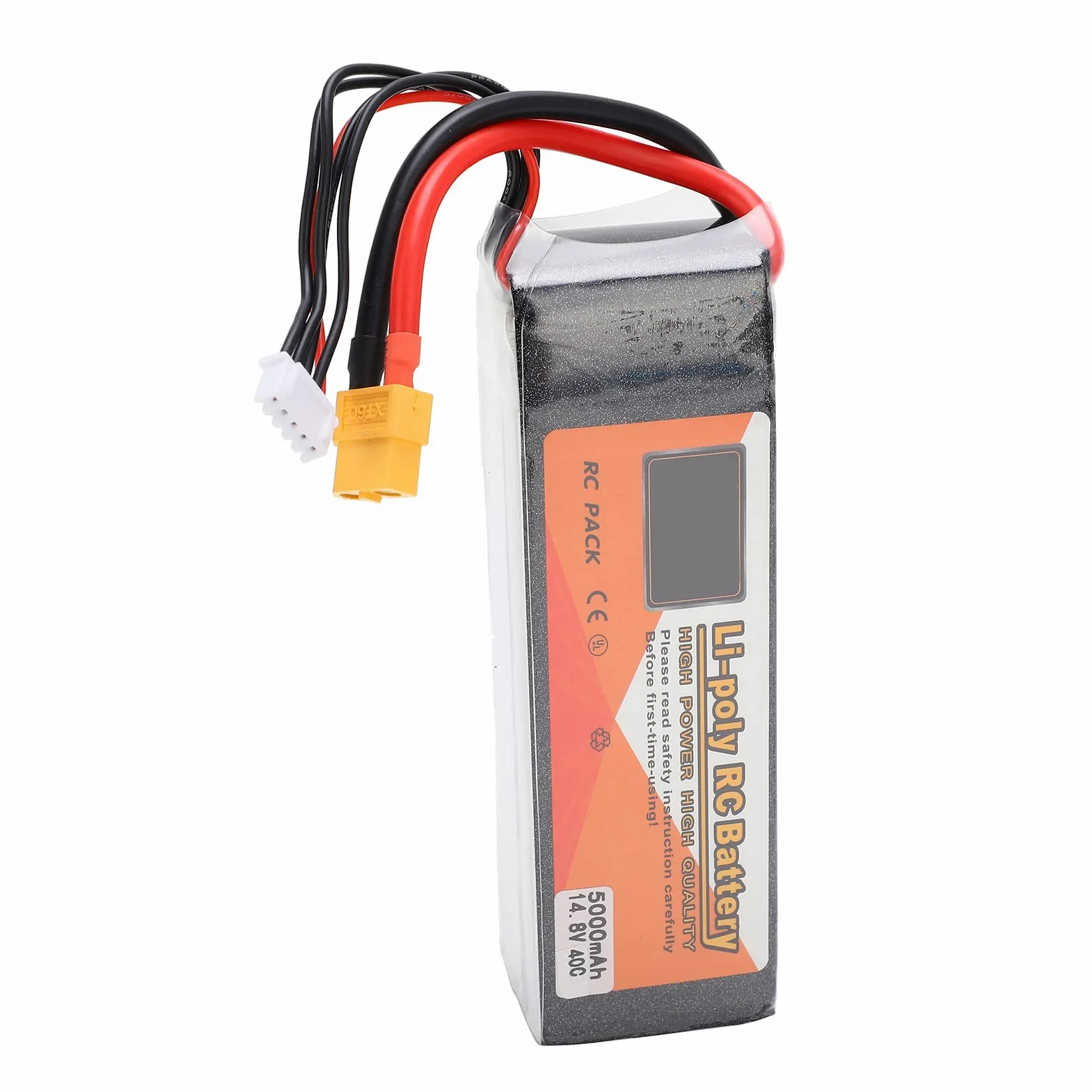 Batteria LiPo da 14,8 V 5000 MAh 40C 4S XT60 per Accessori Quadricottero RC FPV Racing Drone, Soluzione Energetica Ad Alte Prestazioni