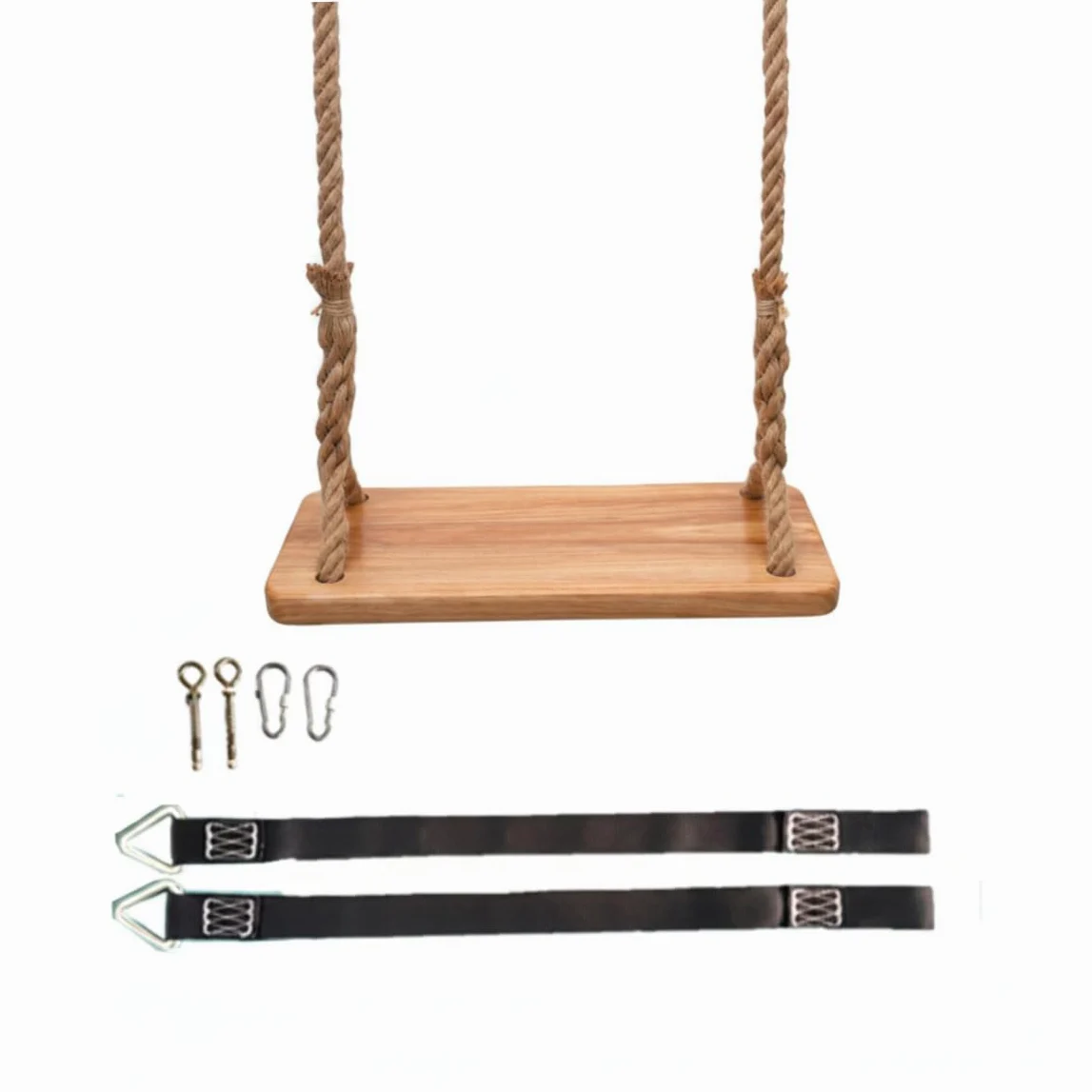 Altalena a trapezio, Altalena in legno per esterni, Legno di olmo spesso per bambini con corda resistente e parti metalliche, Interno/esterno per bambini e adulti, Sedile da 15, 75x6, 30 pollici con