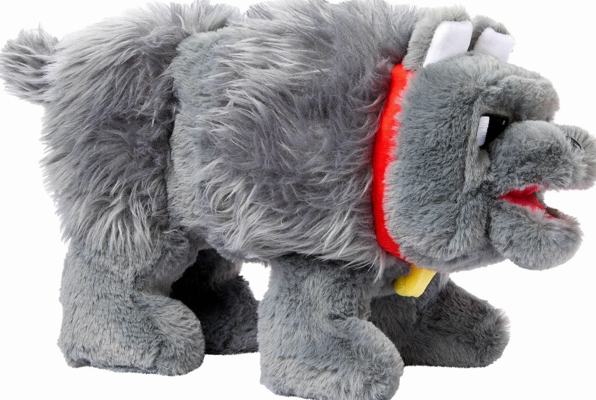 Mattel Minecraft - Peluche interattivo con suono e bocca mobile, Dennis il lupo, ispirato a un film di Minecraft