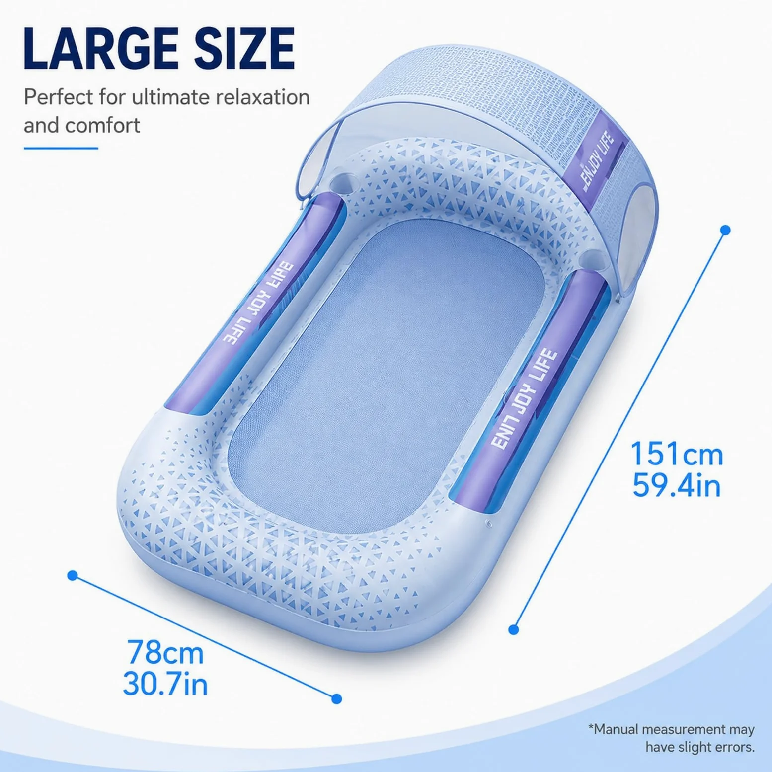 Amaca Gonfiabile, Sdraio Galleggiante con Porta Bicchieri, Zattera Gonfiabile Portatile per Piscina, Spiaggia, Lago e Attività Acquatiche All'aperto