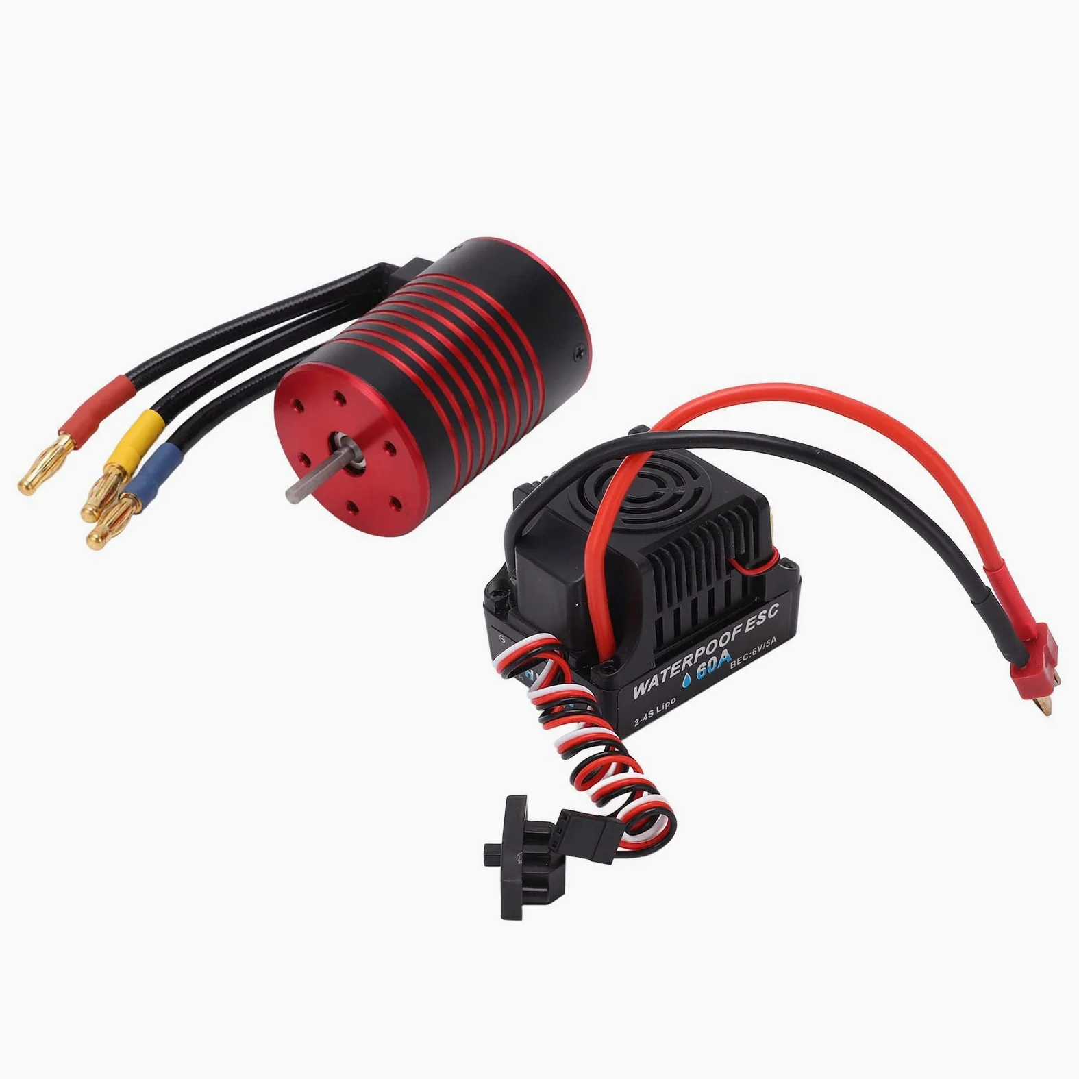 Set motore senza brushless, impermeabile, ESC Brushless, regolatore di velocità elettrico, 60 A, ESC 1/10, 4 poli, per auto giocattolo (3100 KV)