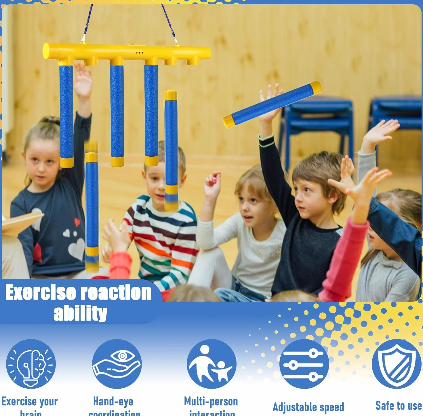 Catching Sticks Game, Divertenti Gioco Riflessi Bastoncini, Giochi di Cattura di Bastoni, 3 Falling Speeds Adjustable, Reaction Training Toy, Gioco di Reazione Catch Sticks, per Bambini Adulti (M2)