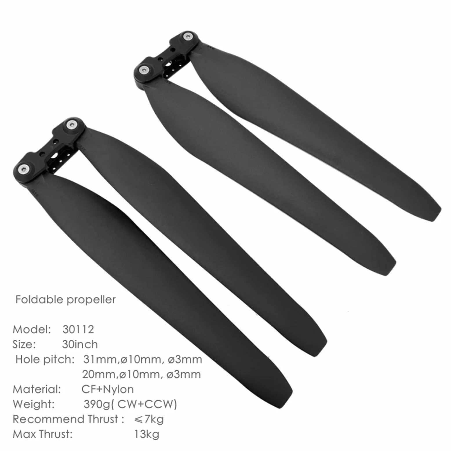Elica pieghevole 30112 CW CCW per drone | Set di eliche drone in nylon da 30 pollici con pale CW e CCW per sostituzione e manutenzione(NO.4 Detail list)