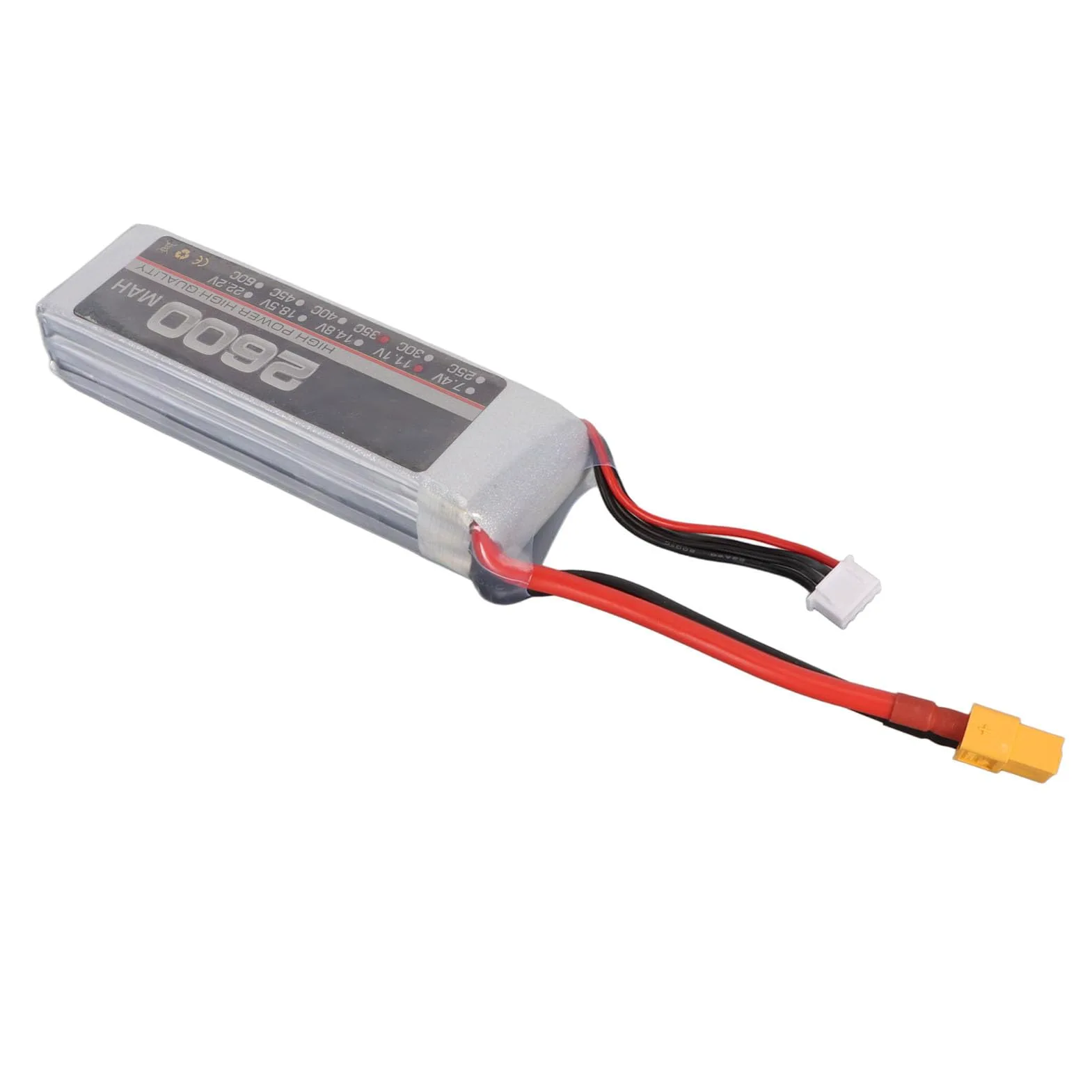 11.1V 35C 2600mAh 3S RC Lipo Batteria per FPV Racing Drone Quadcopter Elicottero Aereo RC Barca Modelli RC con Connettore XT60 Prestazioni di Scarica Elevate e Fonte (XT60)