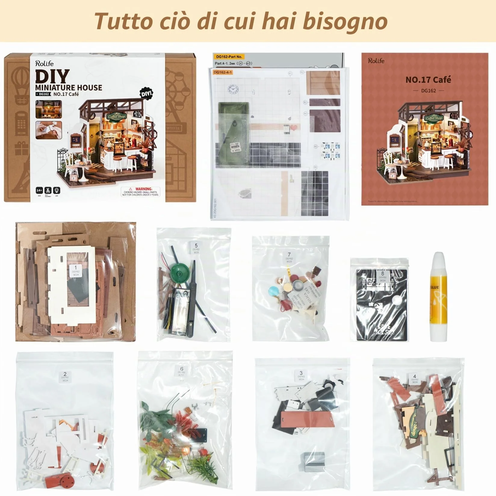 Rolife Casa delle Bambole Casa in Miniatura Regalo di Natale Compleanno per Donne Kit di Modelli per Adulti da Costruire con Accessori (NO.17 Café)