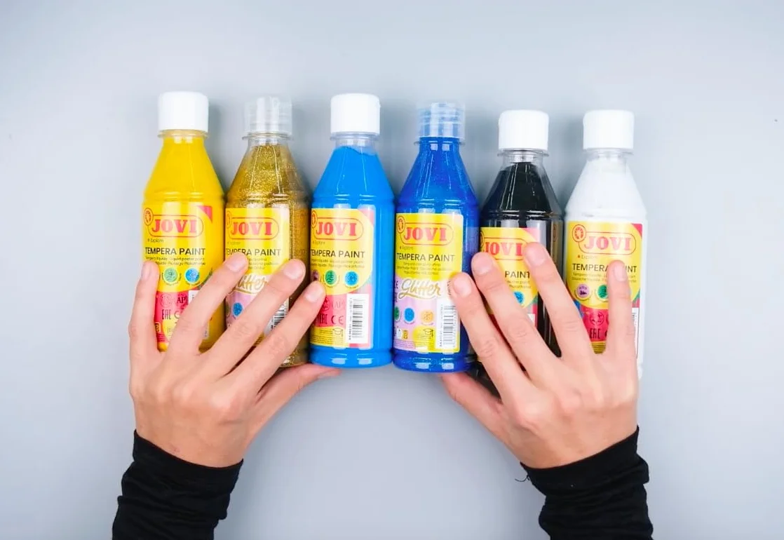 Jovi - Tempera liquida da 250 ml, colore rosa, vernice a base di ingredienti naturali, facile da lavare, senza glutine, ideale per l'uso scolastico (50205)
