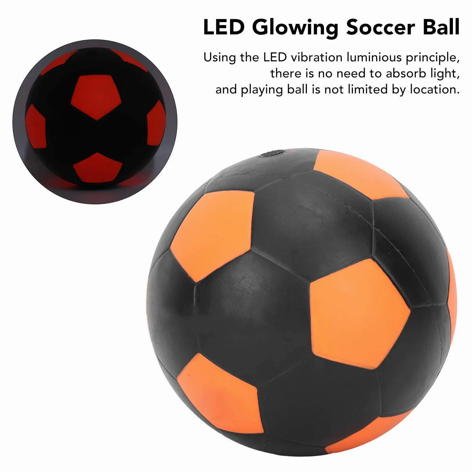 Pallone da Calcio Vibrante a LED Ad Alta Efficienza Energetica per Giochi in Gomma Gonfiabile per Interni Ed Esterni per Tutte le età Arancione