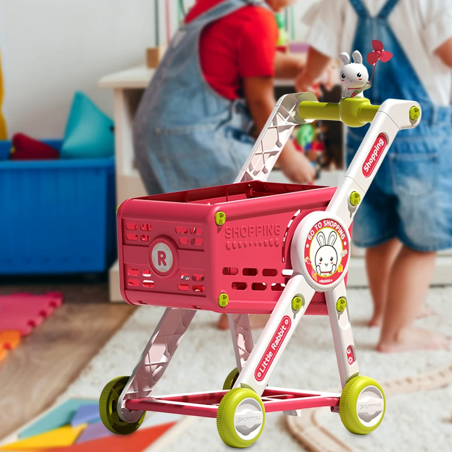 1 Pezzo Carrello della Spesa Giocattolo per Bambini Cestino del Supermercato Accessori Staccabili Struttura Stabile Simulazione Realistica Adatto al G, Solo Carrello