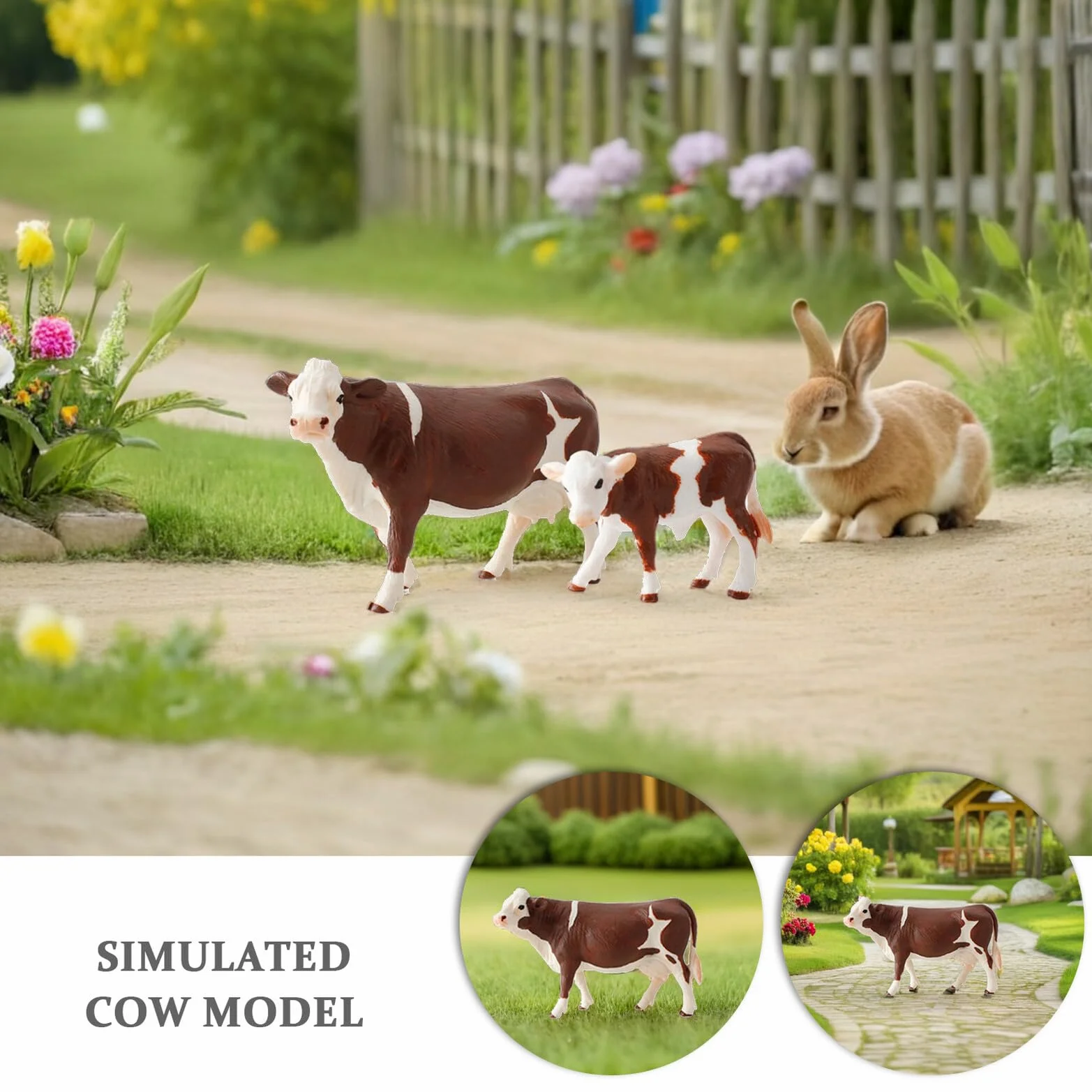 Set 4 Modelli Animali da Fattoria in Pvc, Giocattoli Educativi Mucche Simulazione, Stimolano Immaginazione e Competenze Cognitive per Ragazzo Ragazza