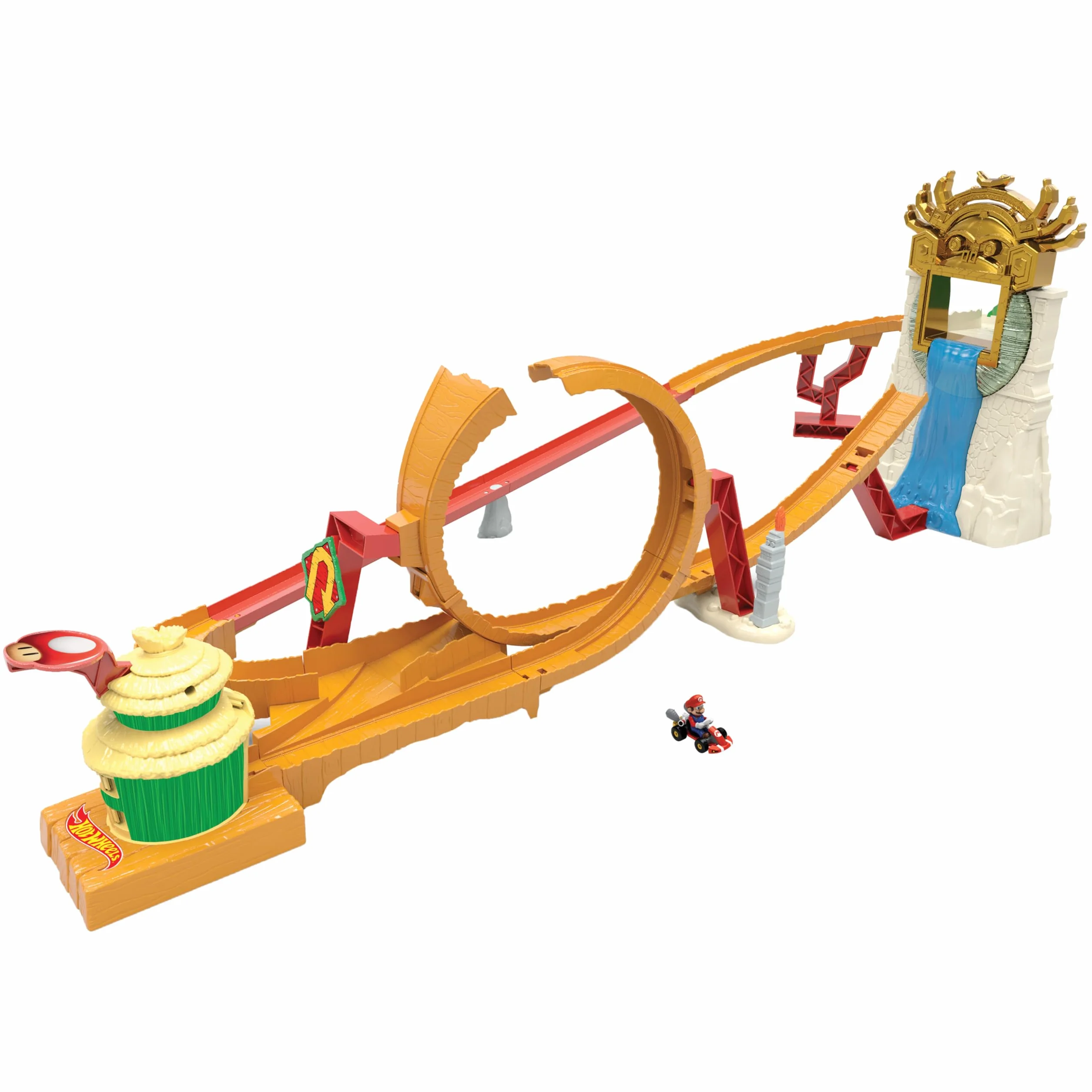 Hot Wheels Super Mario Bros - Corsa nella Giungla di Kong, playset ispirato al film con macchinina die-cast di Mario inclusa, pista con loop e salto su cascata, giocattolo per bambini, 5+ anni, HMK49