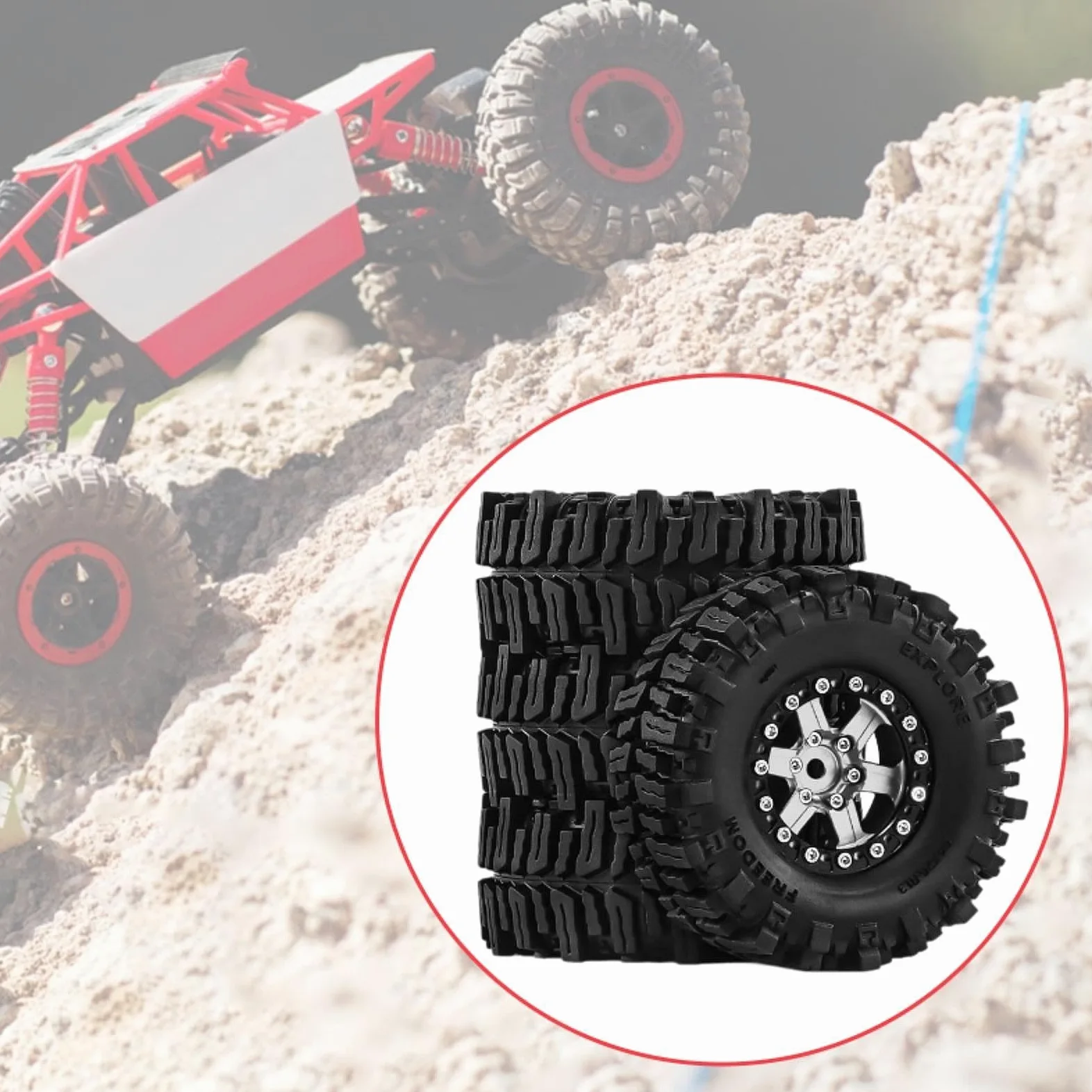 4 Pezzi Ruote Auto Giocattolo Pneumatici Parti Ricambio RC Resistenti in Alluminio Adatti per Modellismo Manutenzione Auto Radiocomandate, Argento